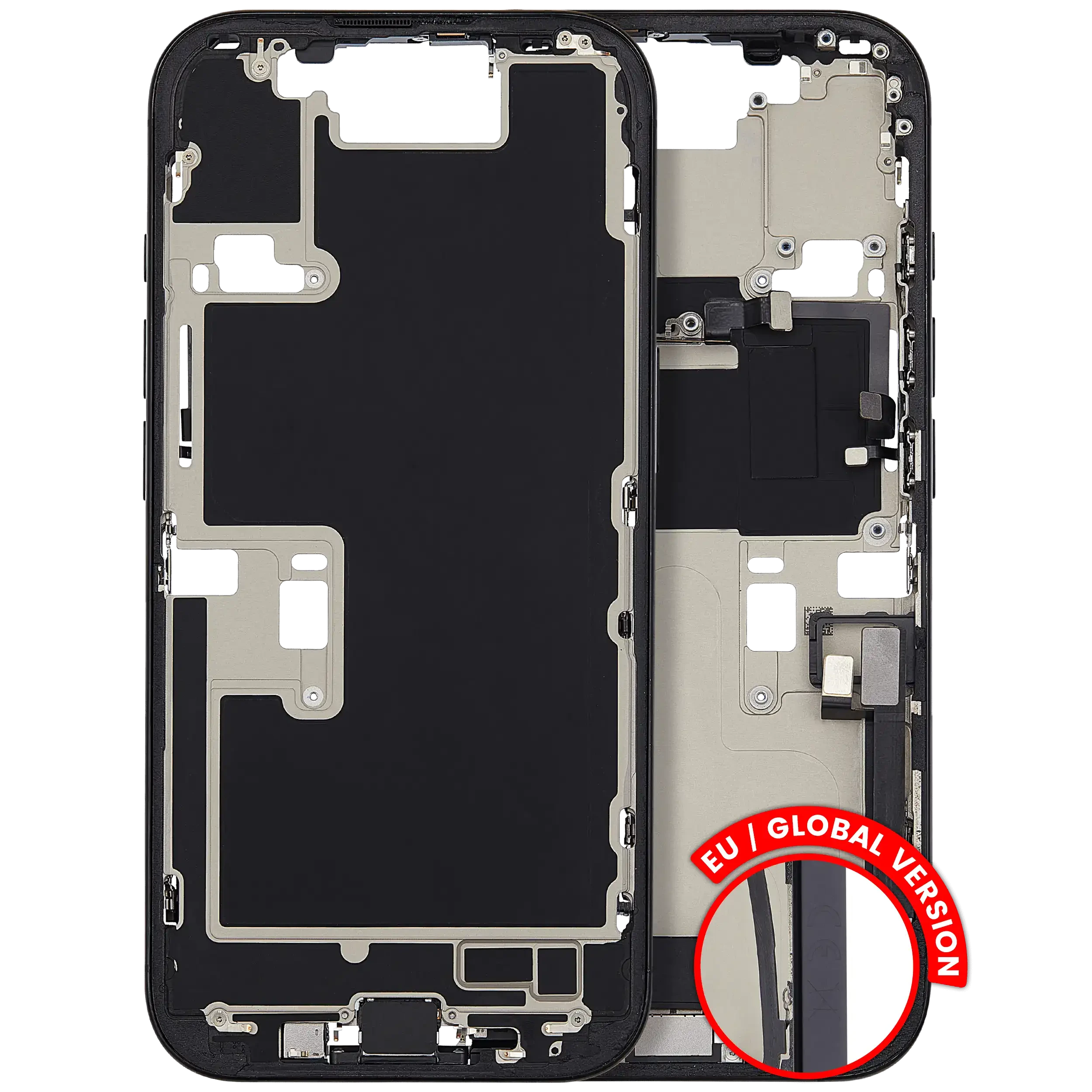 Frame centrale W/ Connettore di ricarica flat e Minuteria per iPhone 16 Pro (EU / Global Version) (Used Service Pack Pull: grado A) (Titanio nero)