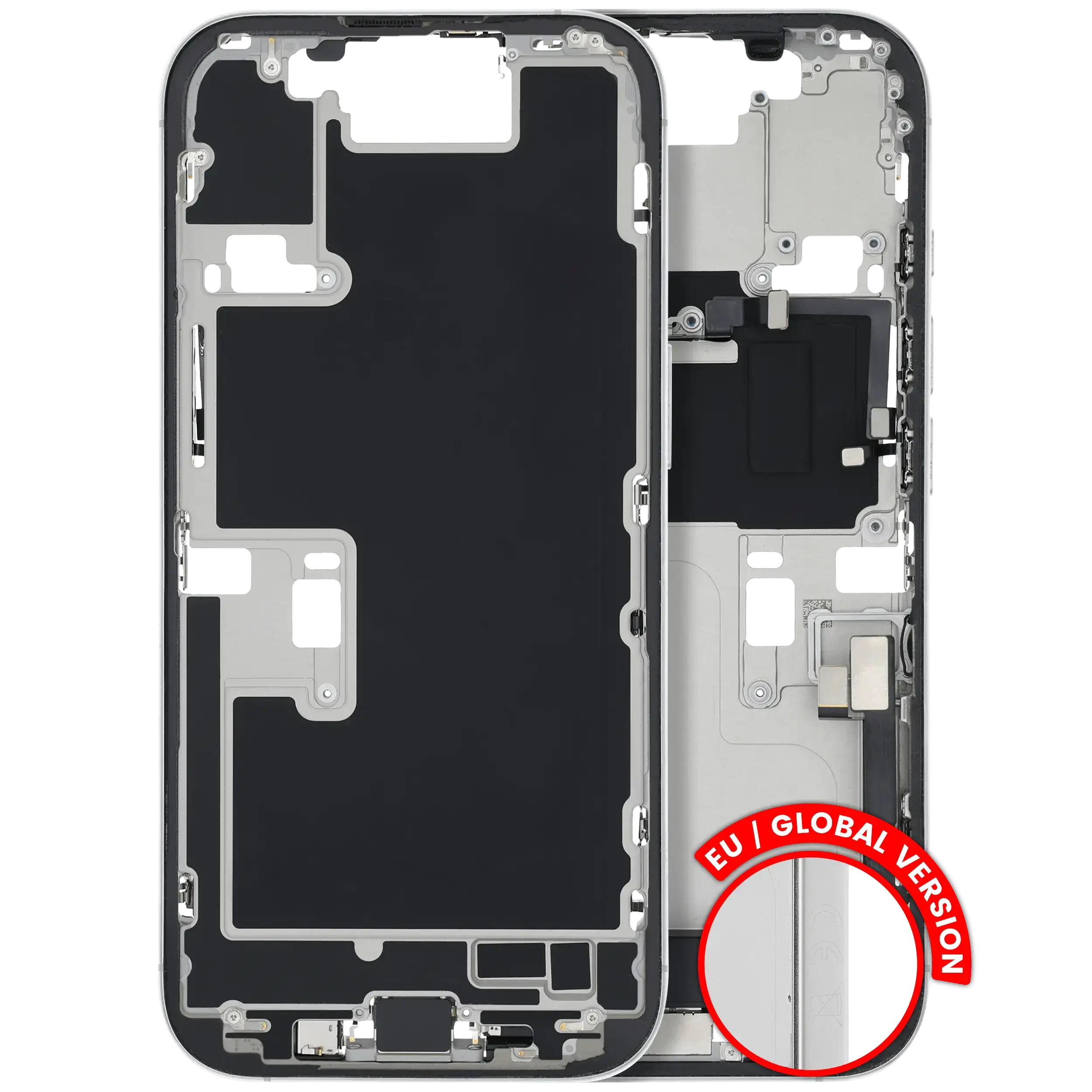 Frame centrale W/ Connettore di ricarica flat e Minuteria per iPhone 16 Pro (EU / Global Version) (Used Service Pack Pull: grado A) (Titanio bianco)
