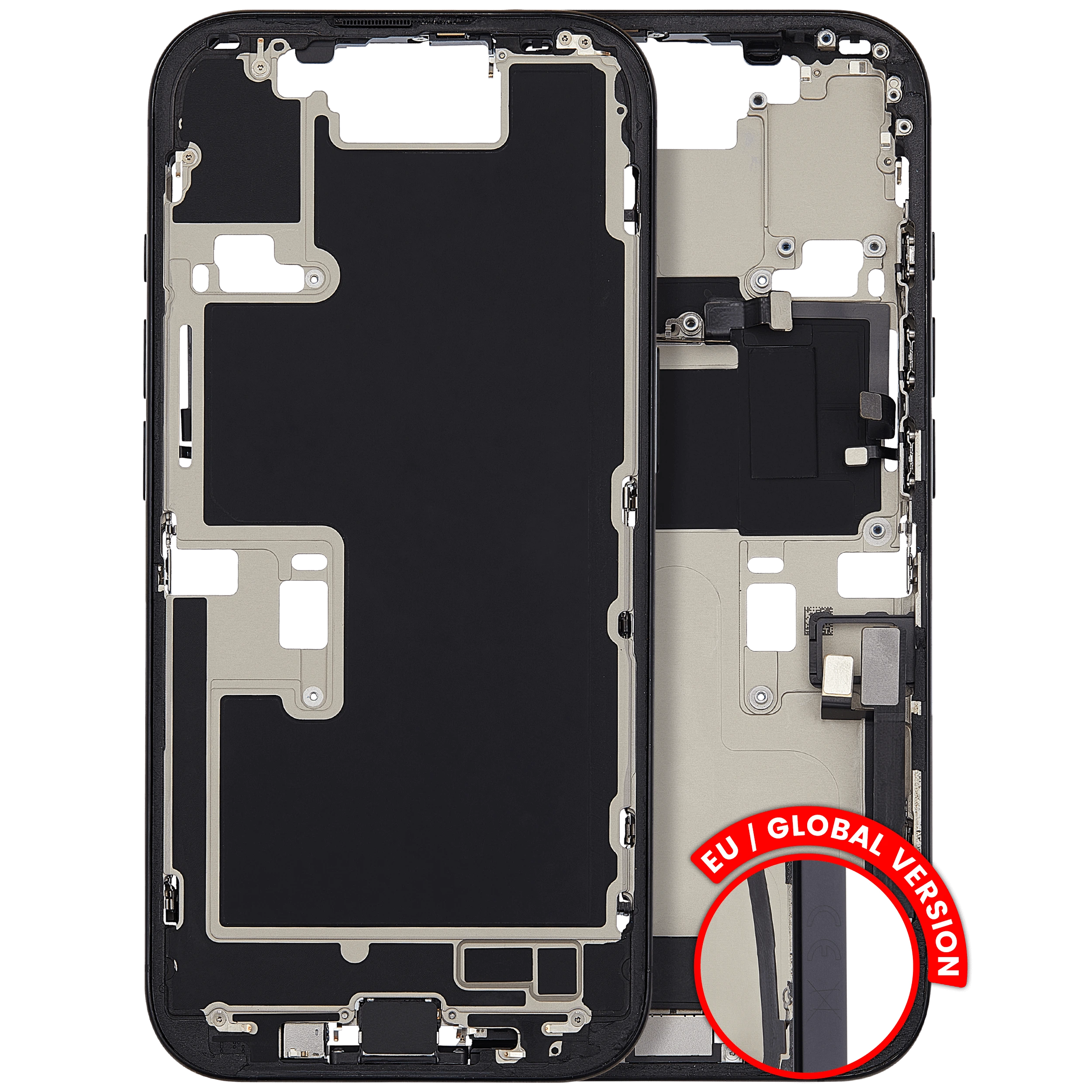 Frame centrale W/ Connettore di ricarica flat e Minuteria per iPhone 16 Pro (EU / Global Version) (Used Service Pack Pull: Grade C) (Titanio nero)