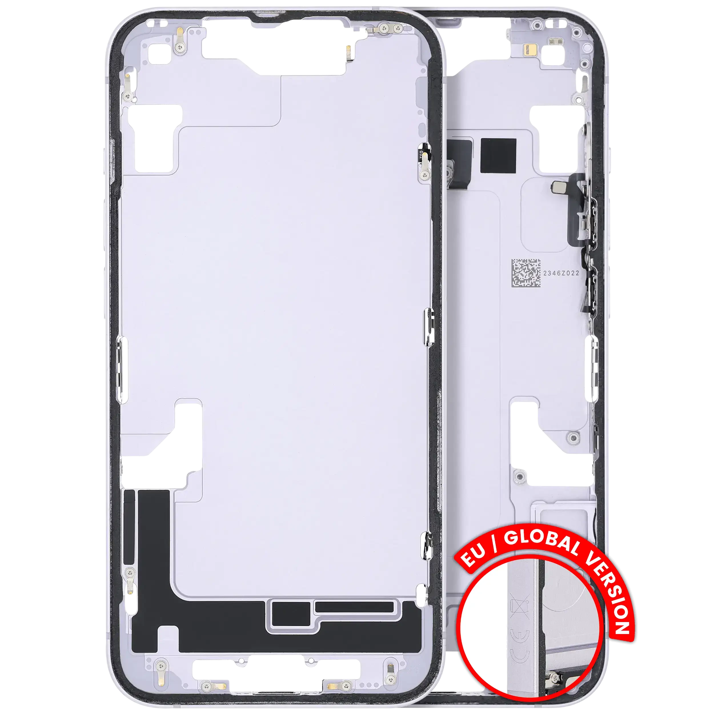 Frame centrale W/ Minuteria per iPhone 14 (EU / Global Version) (Used Service Pack Pull: Grade B) (Viola)
