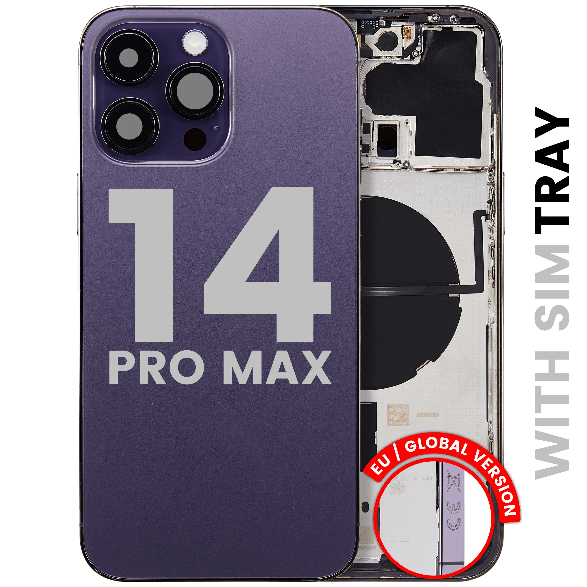 Scocca posteriore W/ Minuteria per iPhone 14 Pro Max (EU / Global Version) (Used Service Pack Pull: Grade C) (Deep Viola)
