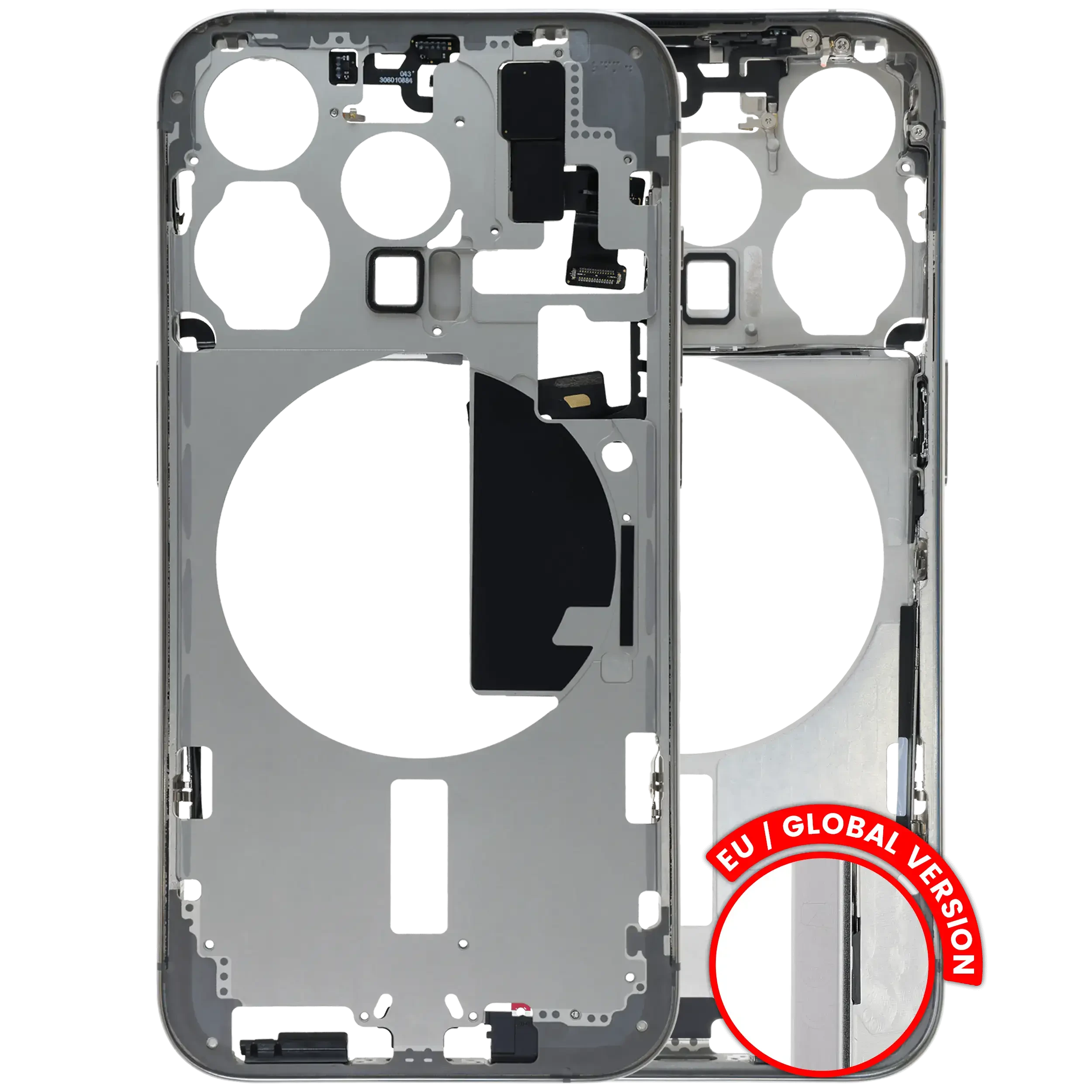 Frame centrale W/ Minuteria per iPhone 15 Pro (EU / Global Version) (Used Service Pack Pull: Grade B) (Titanio bianco)