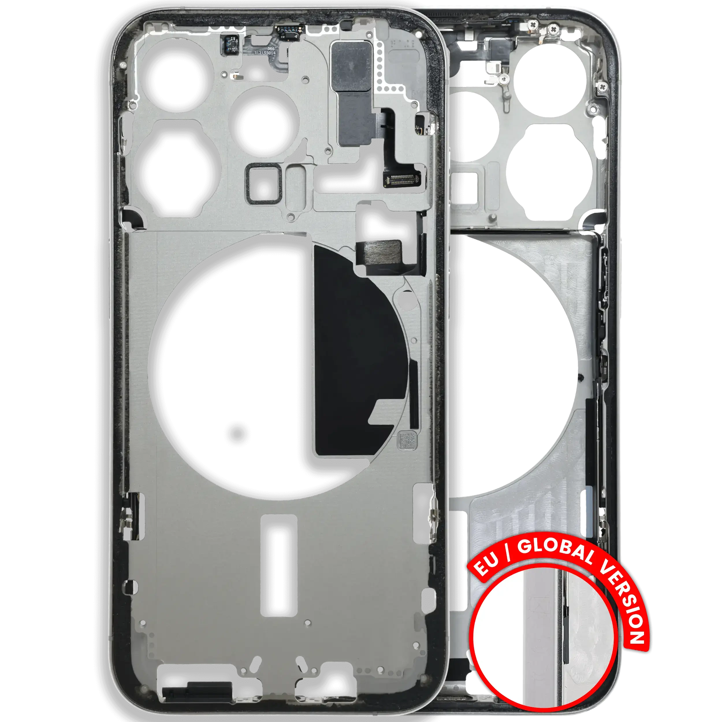 Frame centrale W/ Minuteria per iPhone 15 Pro (EU / Global Version) (Used Service Pack Pull: Grade C) (Titanio bianco)