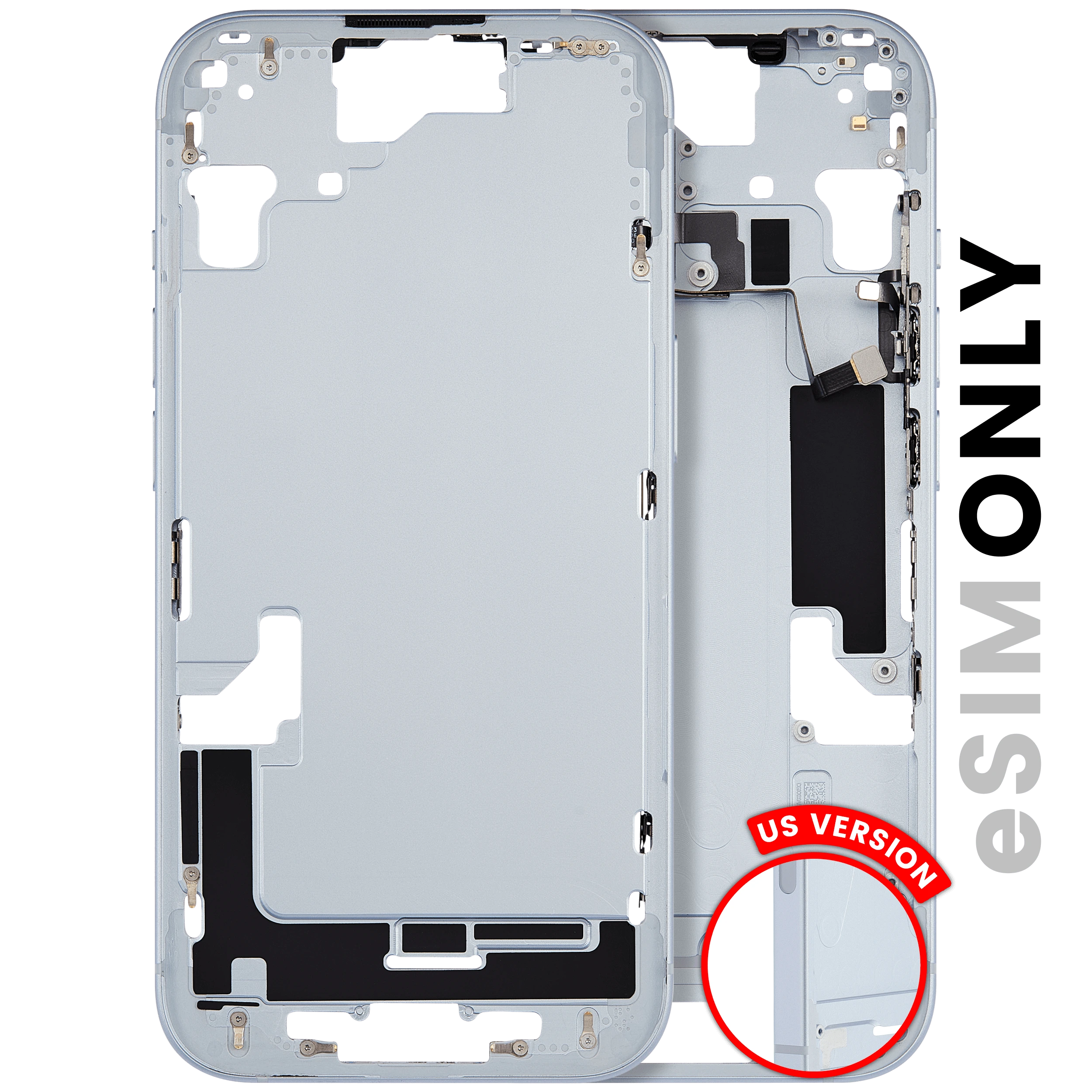 Frame centrale W/ Minuteria per iPhone 15 (US Version) (Used Service Pack Pull: Grade B) (Blu)