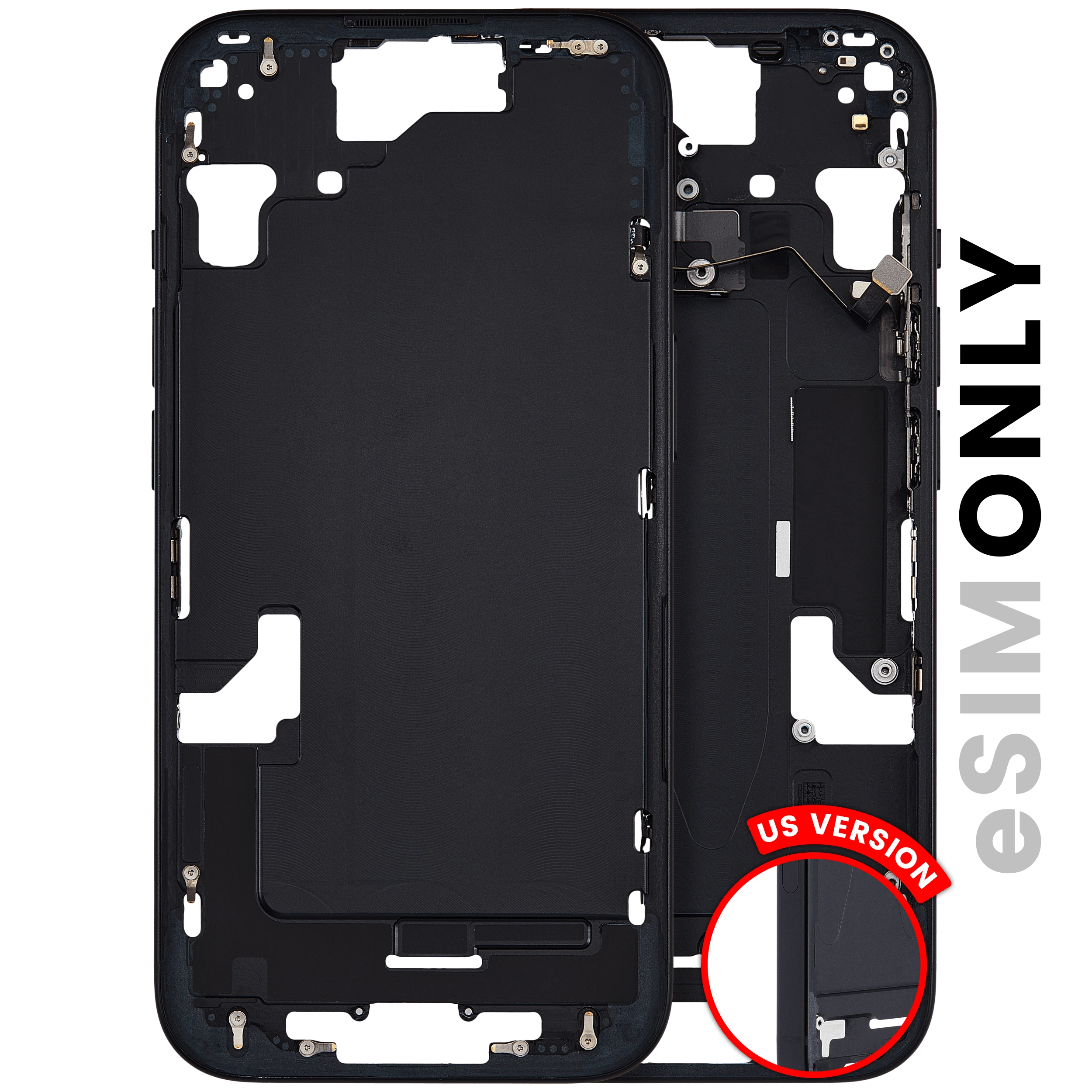 Frame centrale W/ Minuteria per iPhone 15 (US Version) (Used Service Pack Pull: Grade B) (Nero)