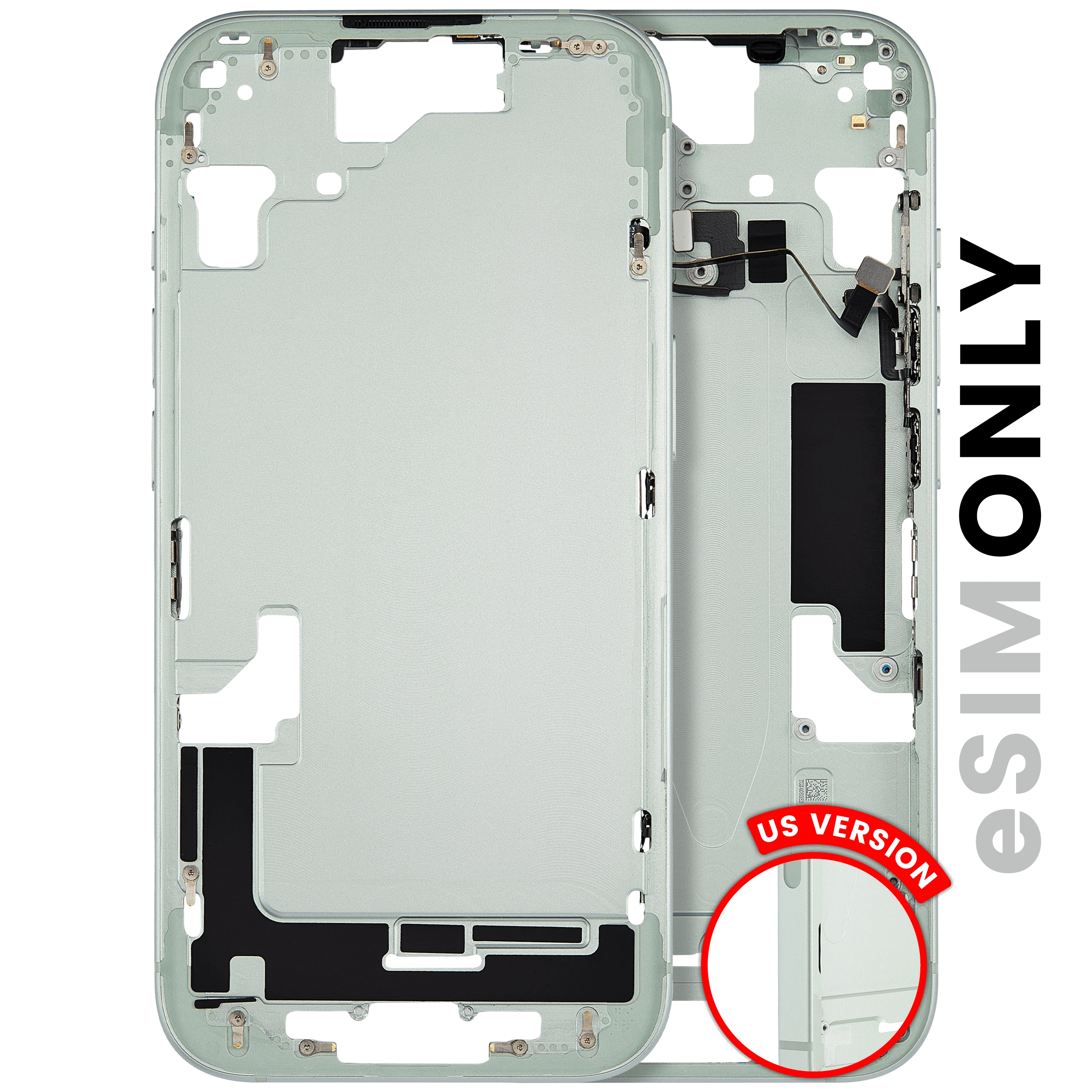 Frame centrale W/ Minuteria per iPhone 15 (US Version) (Used Service Pack Pull: Grade B) (Verde)