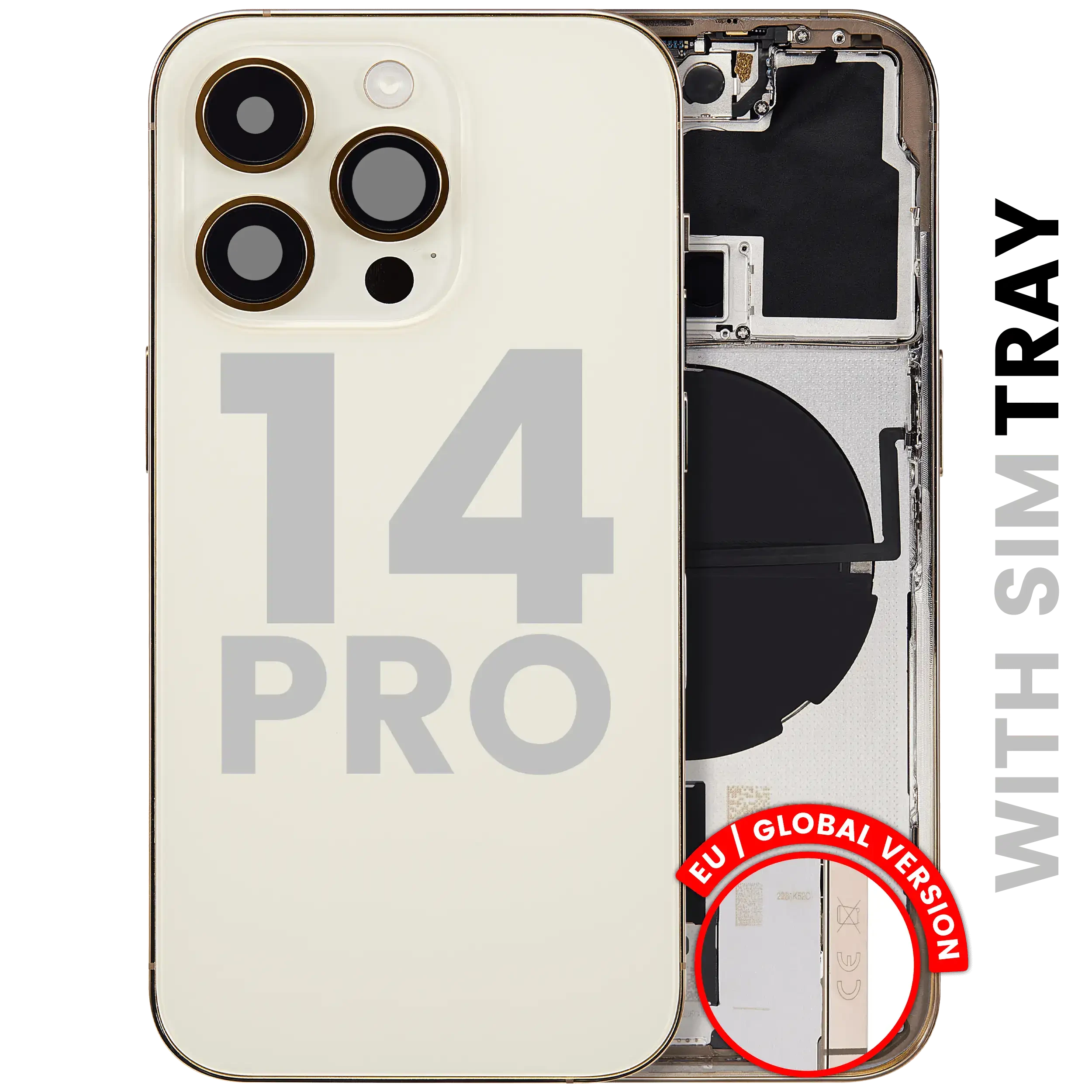 Scocca posteriore W/ Minuteria per iPhone 14 Pro (EU / Global Version) (Used Service Pack Pull: Grade B) (Oro)