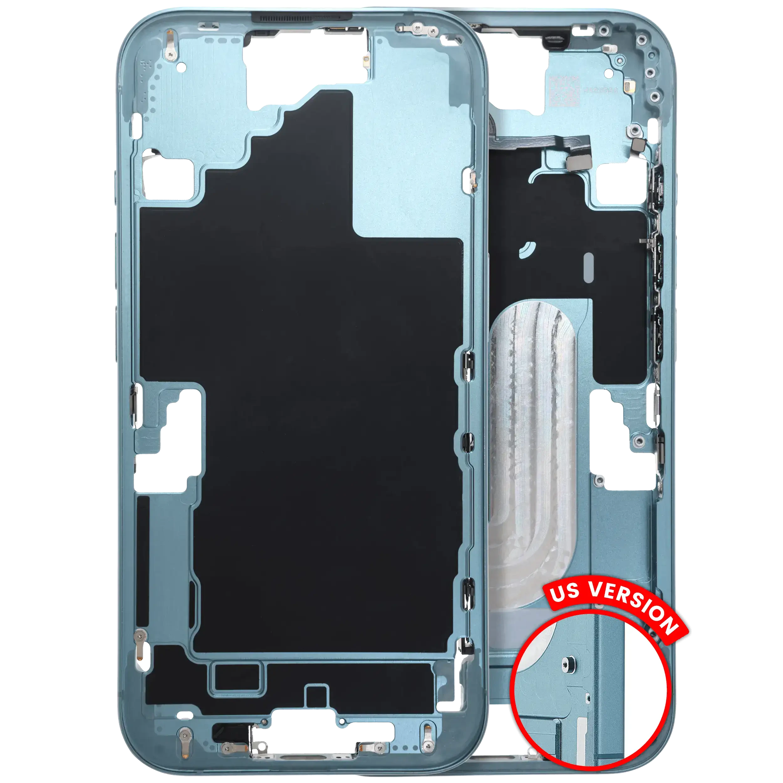 Frame centrale W/ Minuteria per iPhone 16 (US Version) (Used Service Pack Pull: Grade B) (Verde petrolio)