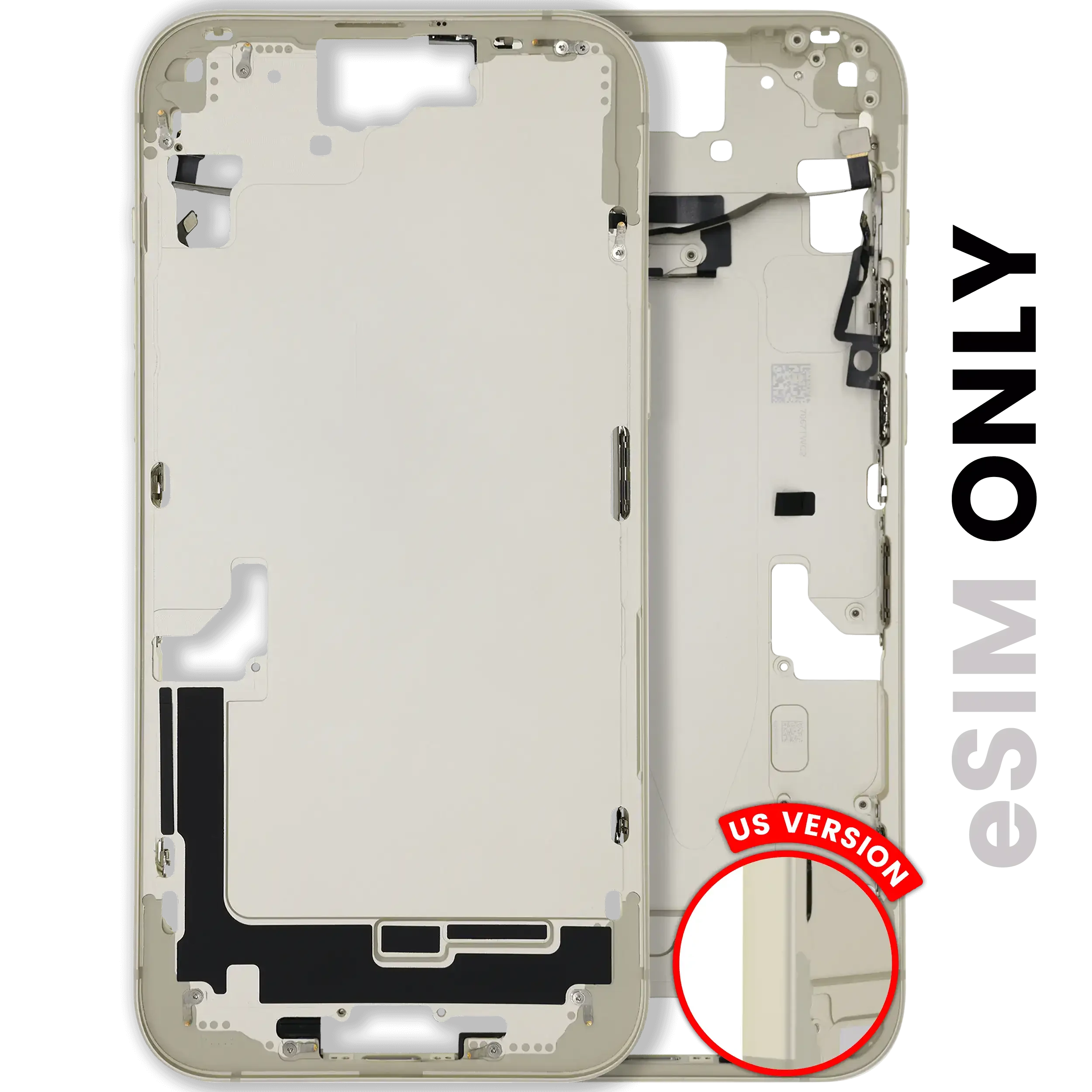 Frame centrale W/ Minuteria per iPhone 15 Plus (US Version) (Used Service Pack Pull: Grade B) (Giallo)