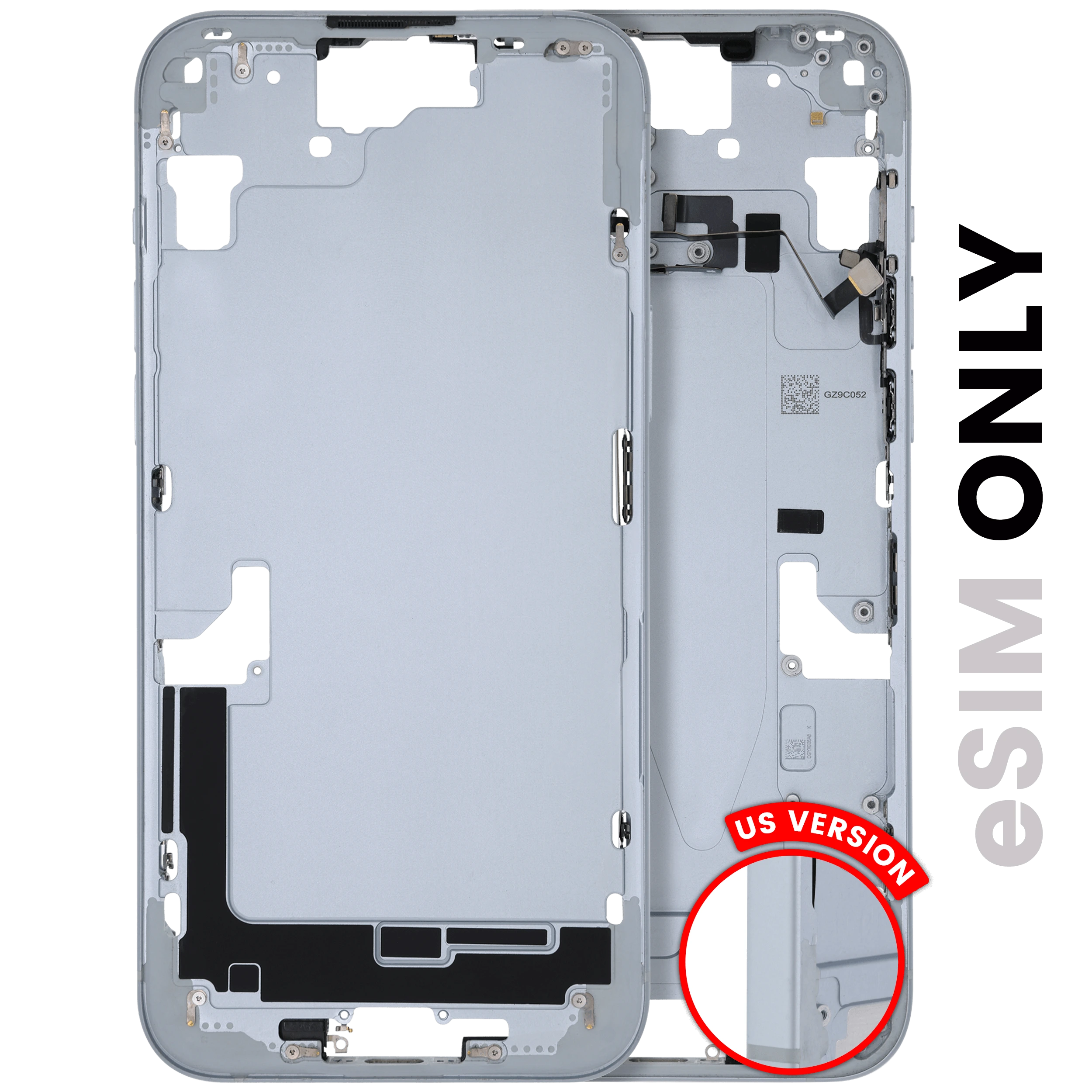 Frame centrale W/ Minuteria per iPhone 15 Plus (US Version) (Used Service Pack Pull: Grade C) (Blu)