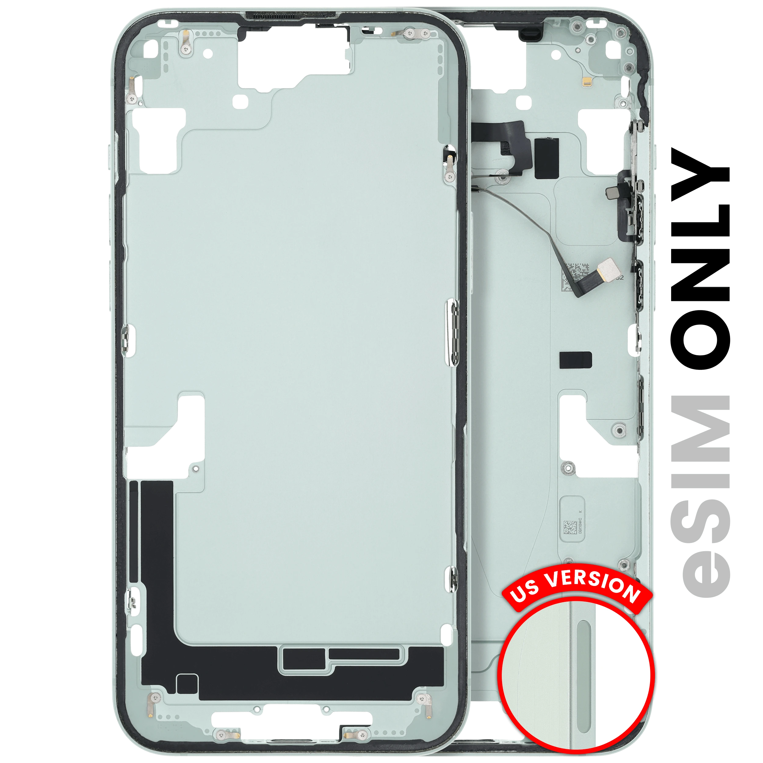 Frame centrale W/ Minuteria per iPhone 15 Plus (US Version) (Used Service Pack Pull: Grade B) (Verde)
