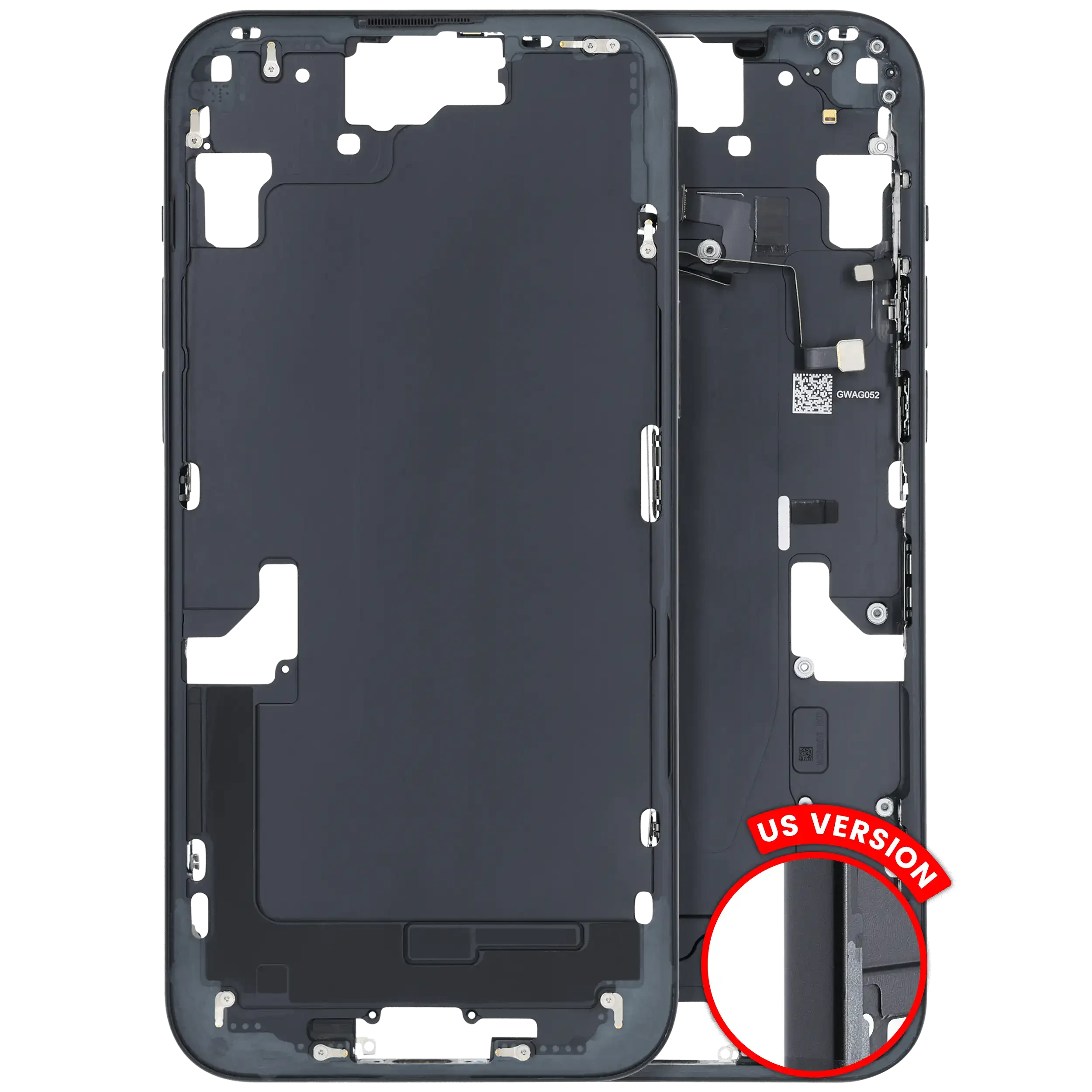 Frame centrale W/ Minuteria per iPhone 15 Plus (US Version) (Used Service Pack Pull: Grade C) (Nero)