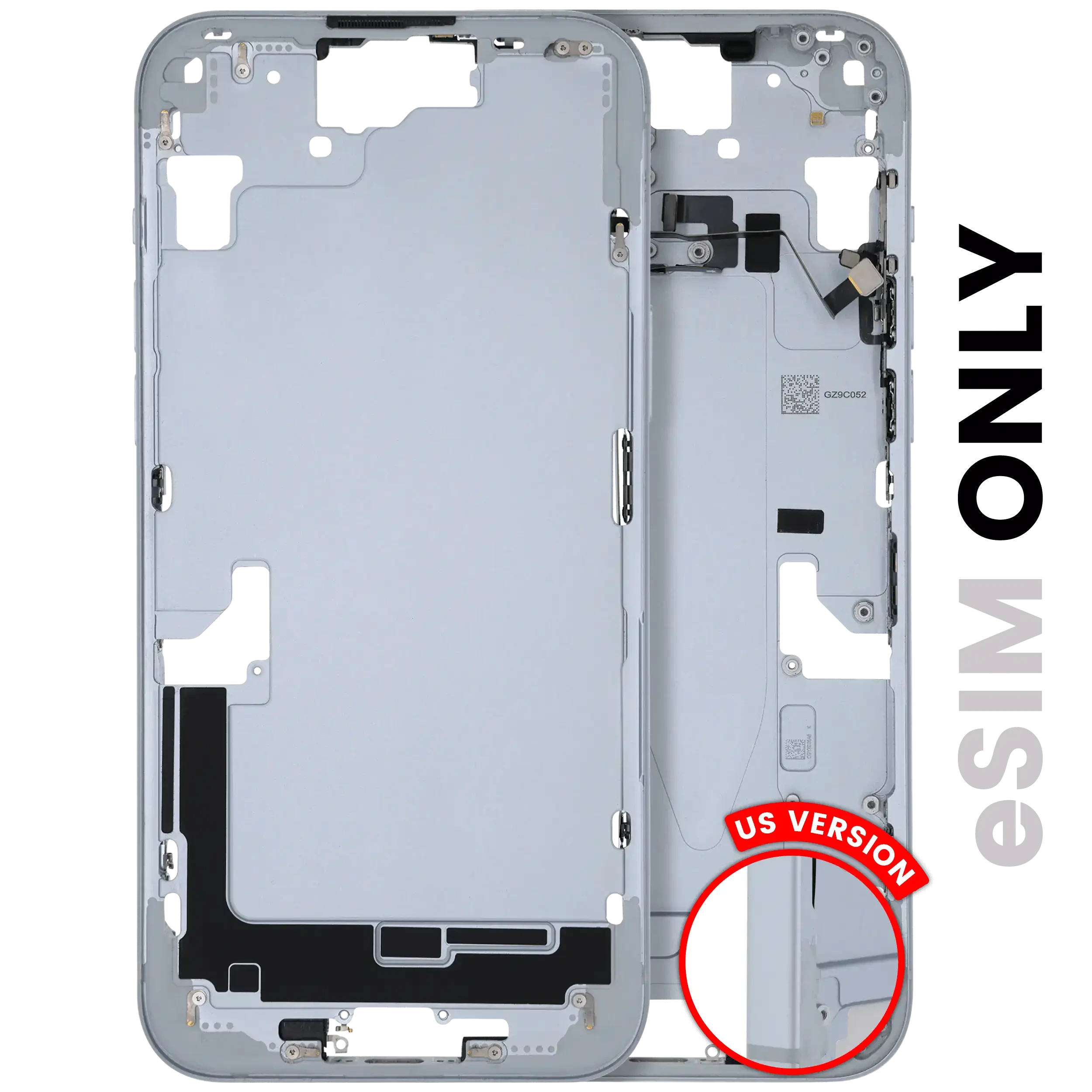 Frame centrale W/ Minuteria per iPhone 15 Plus (US Version) (Used Service Pack Pull: Grade B) (Blu)