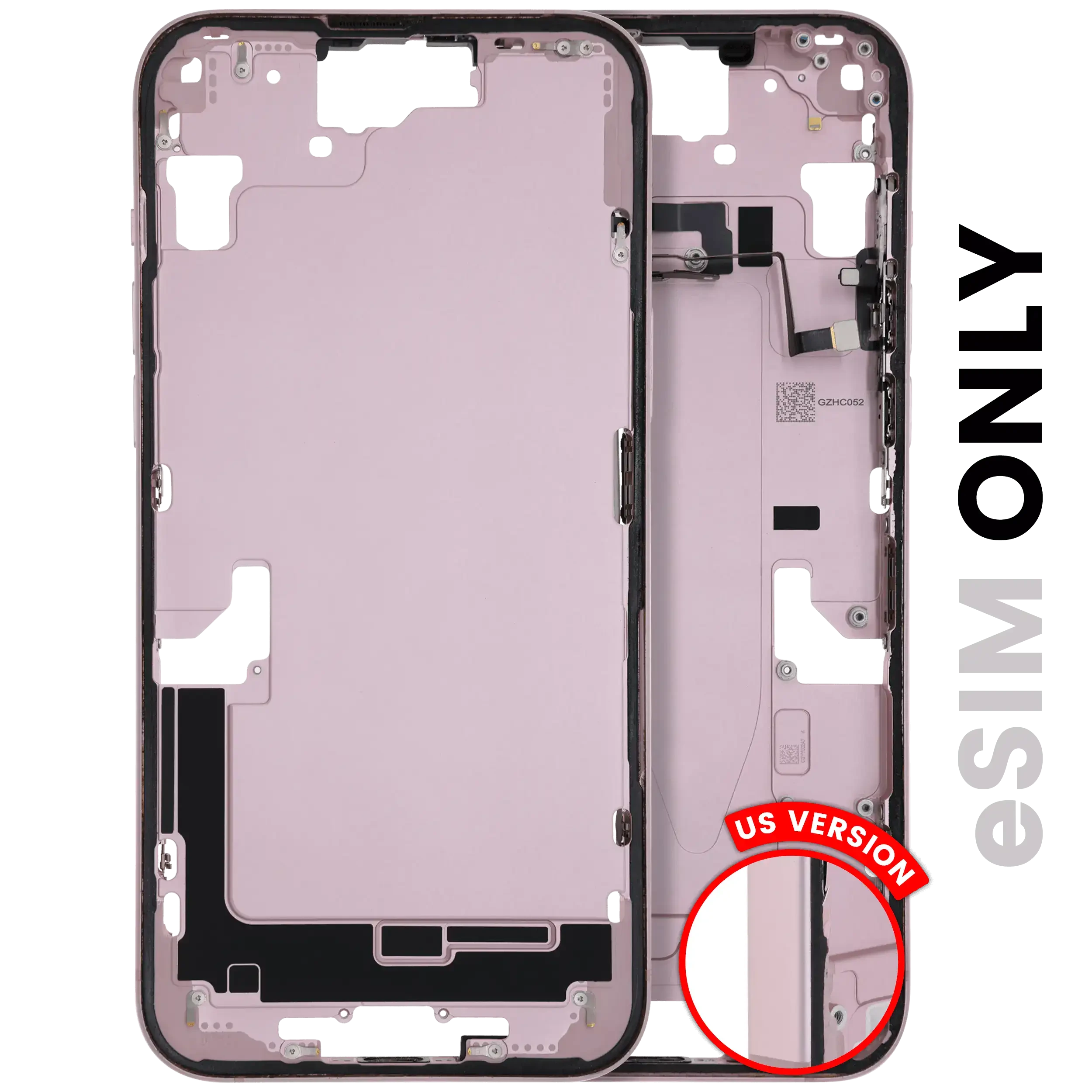 Frame centrale W/ Minuteria per iPhone 15 Plus (US Version) (Used Service Pack Pull: Grade C) (Rosa)