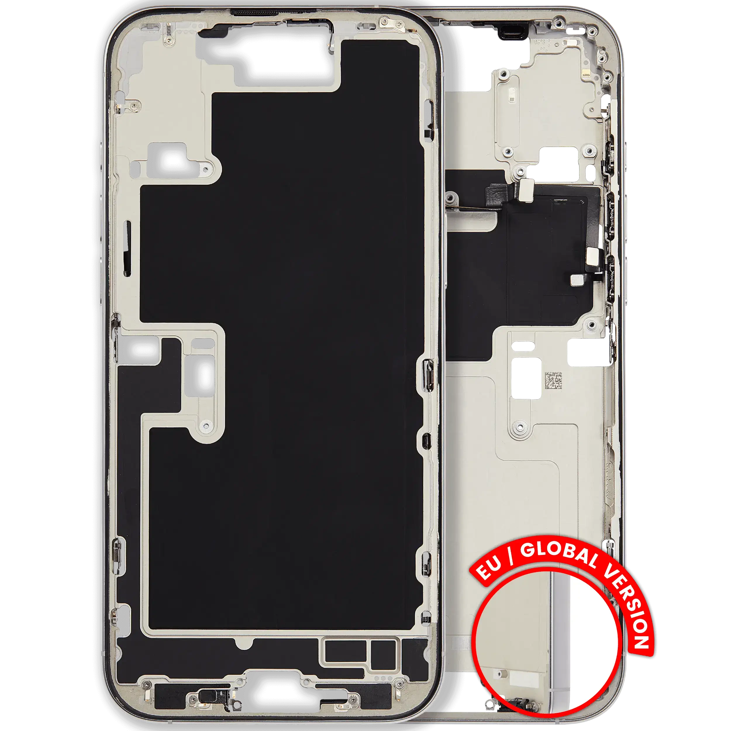 Frame centrale W/ Minuteria per iPhone 16 Pro Max (EU / Global Version) (Used Service Pack Pull: Grade C) (Titanio bianco)