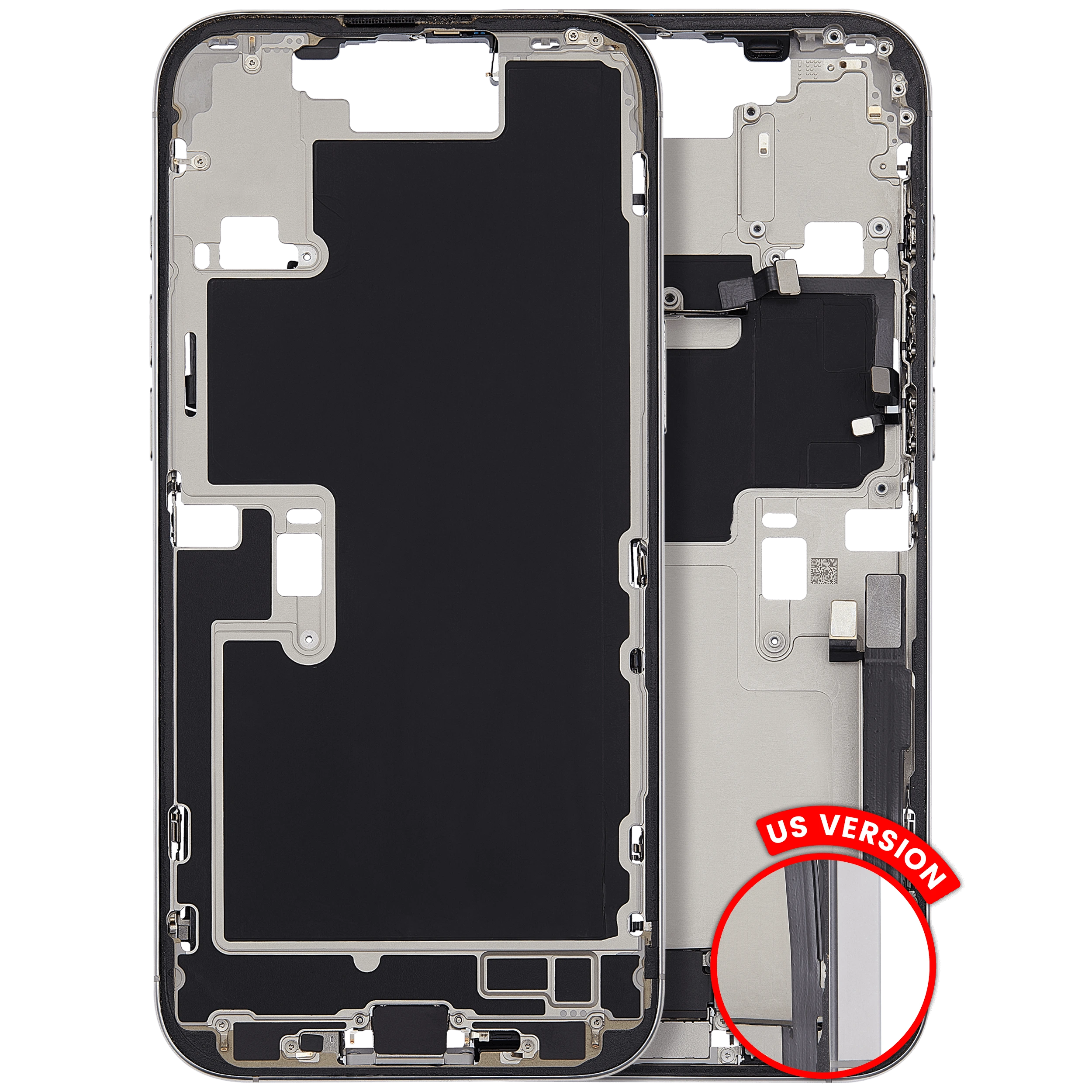 Frame centrale W/ Connettore di ricarica flat e Minuteria per iPhone 16 Pro Max (US Version) (Used Service Pack Pull: Grade C) (Titanio bianco)