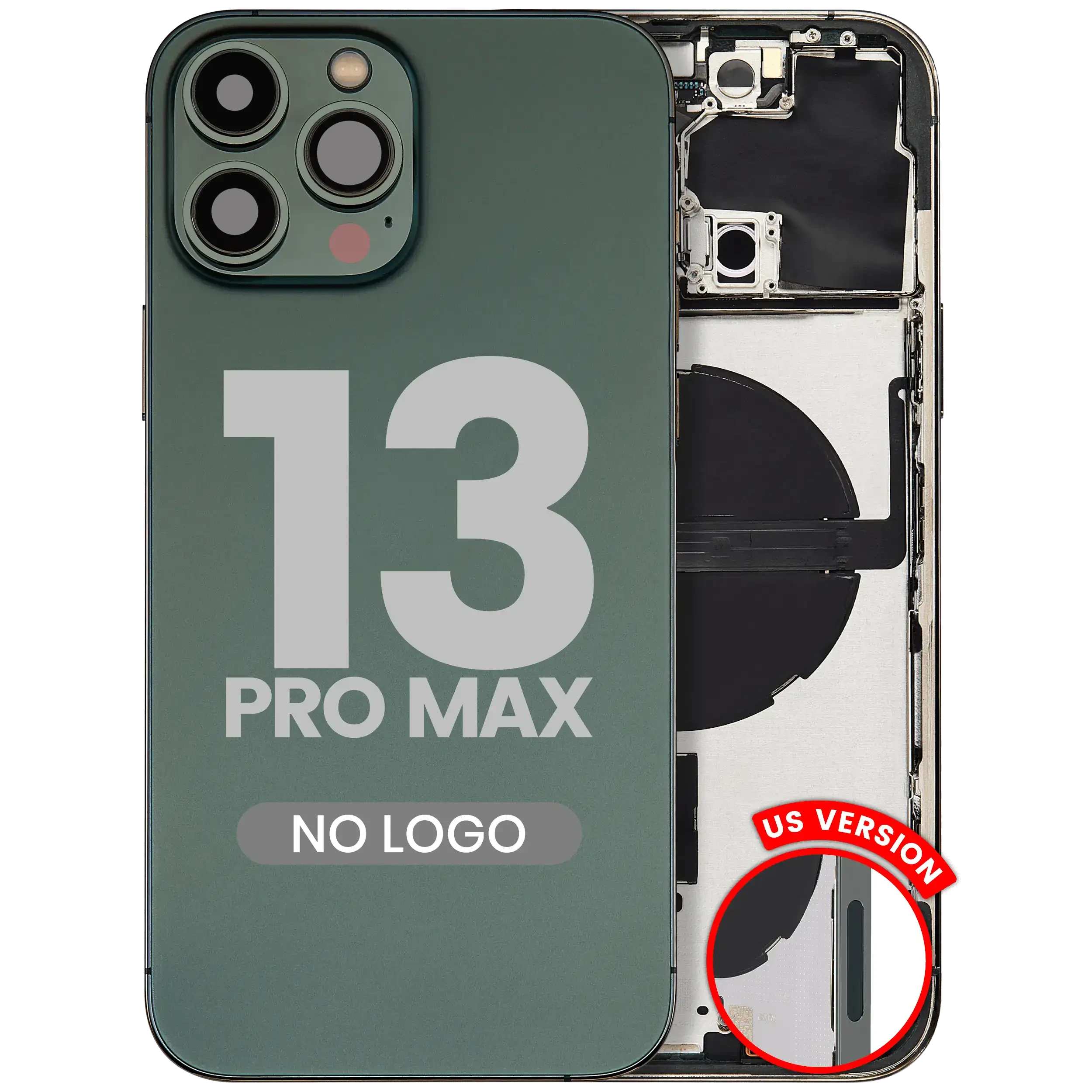 Scocca posteriore W/ Minuteria per iPhone 13 Pro Max (US Version) (Aftermarket Plus) (Alpine Verde)