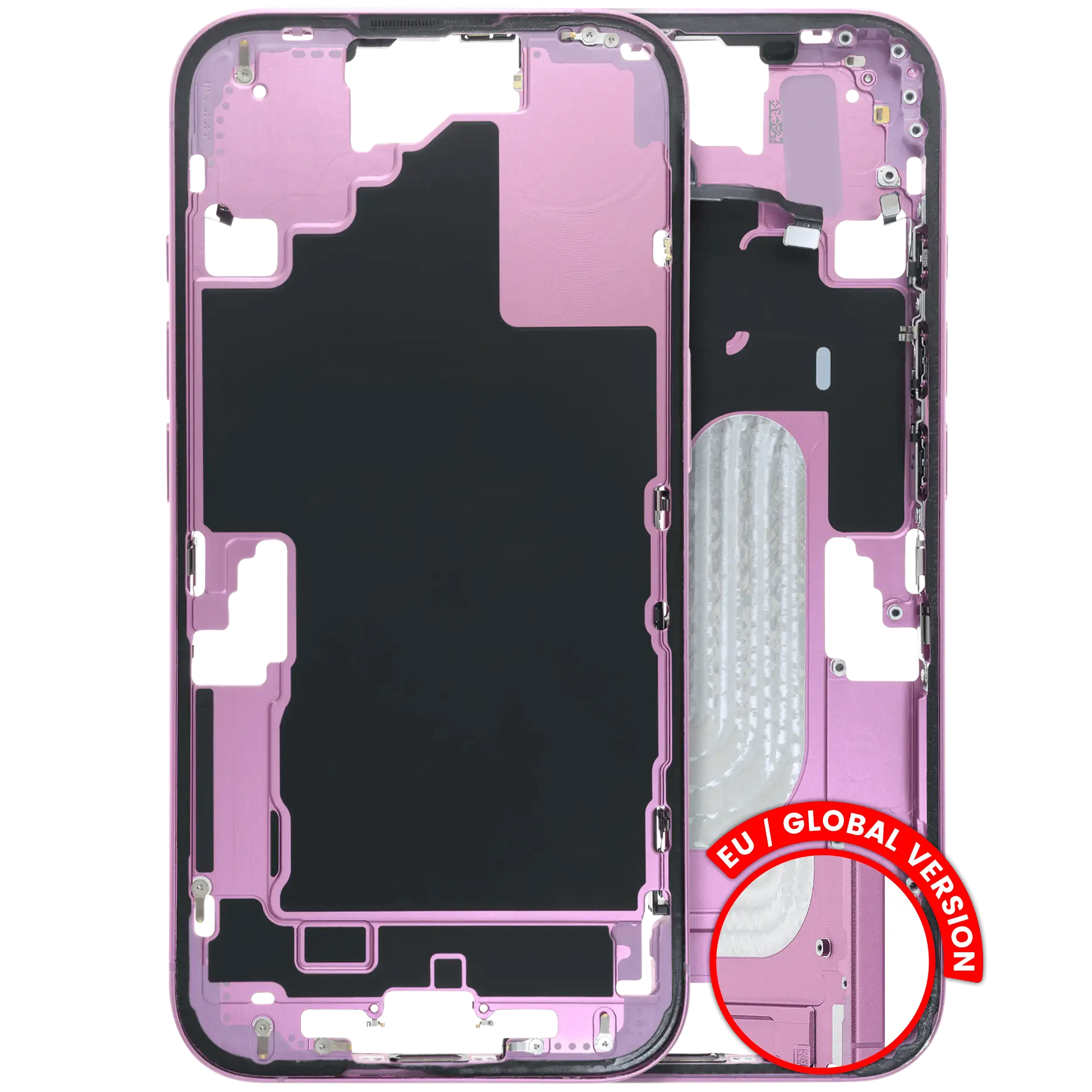 Frame centrale W/ Minuteria per iPhone 16 (US Version) (Used Service Pack Pull: Grade C) (Rosa)