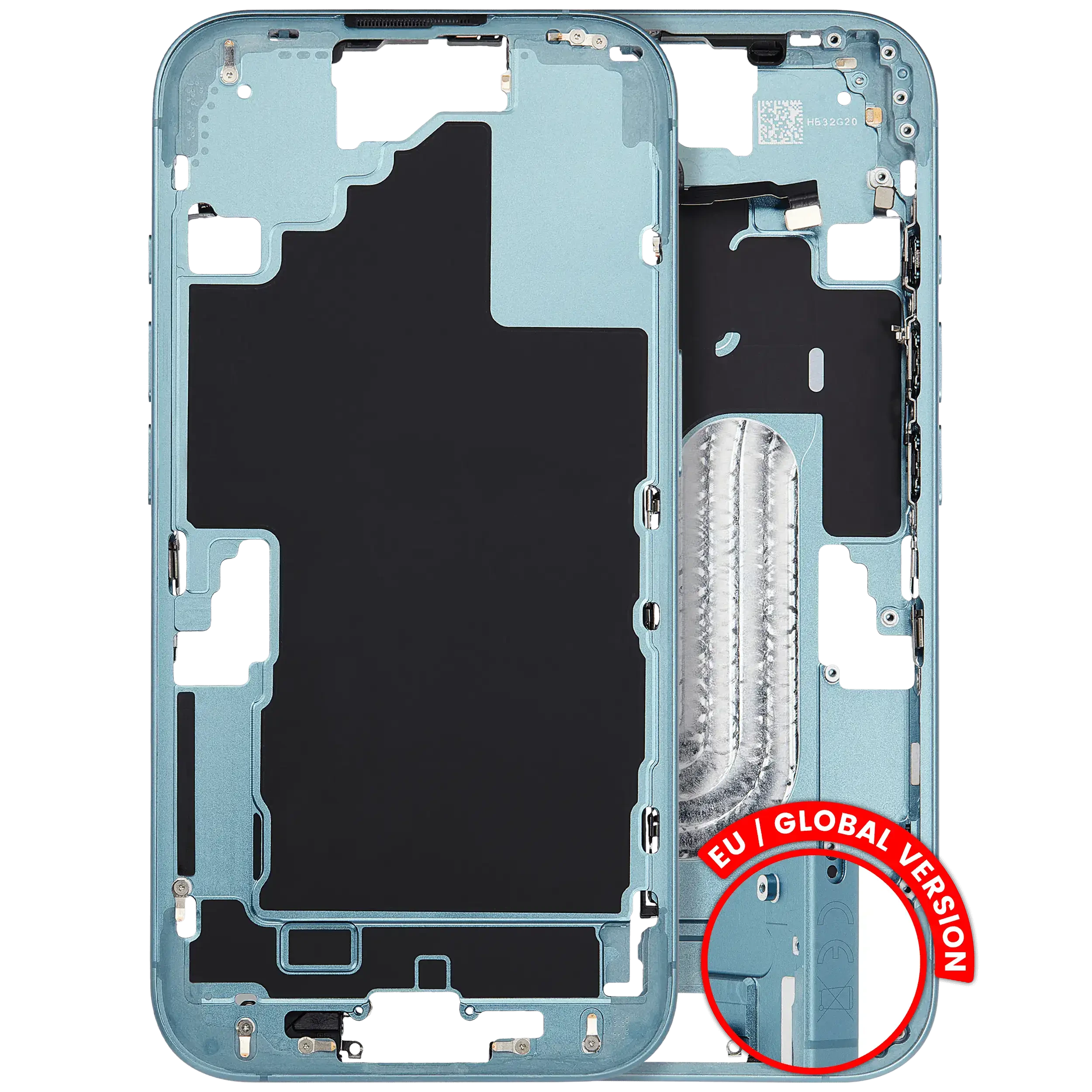 Frame centrale W/ Minuteria per iPhone 16 (EU / Global Version) (Used Service Pack Pull: Grade C) (Verde petrolio)
