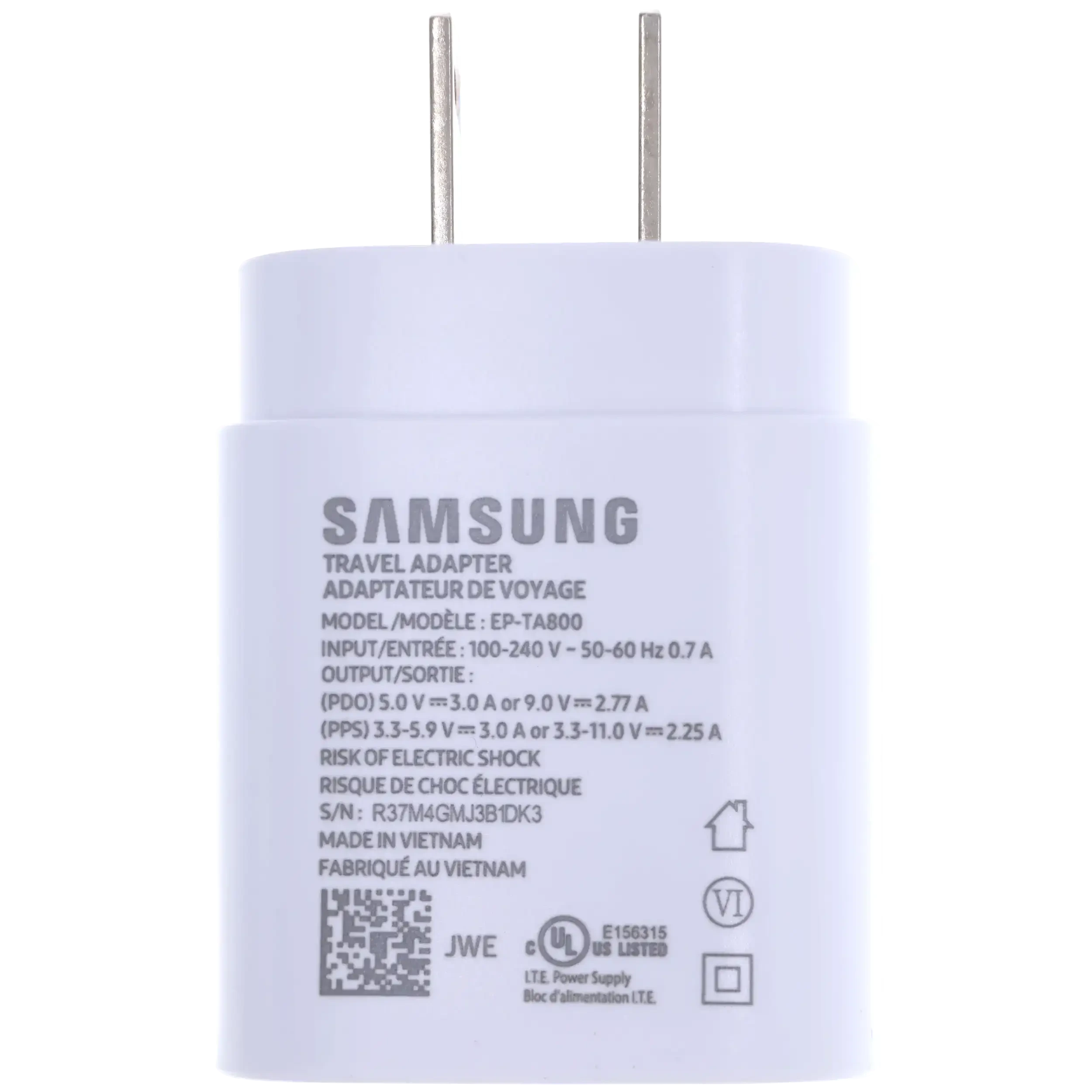 Samsung USB-C Wall Adapter (Service Pack Brand New, confezione retailaging) (Bianco)