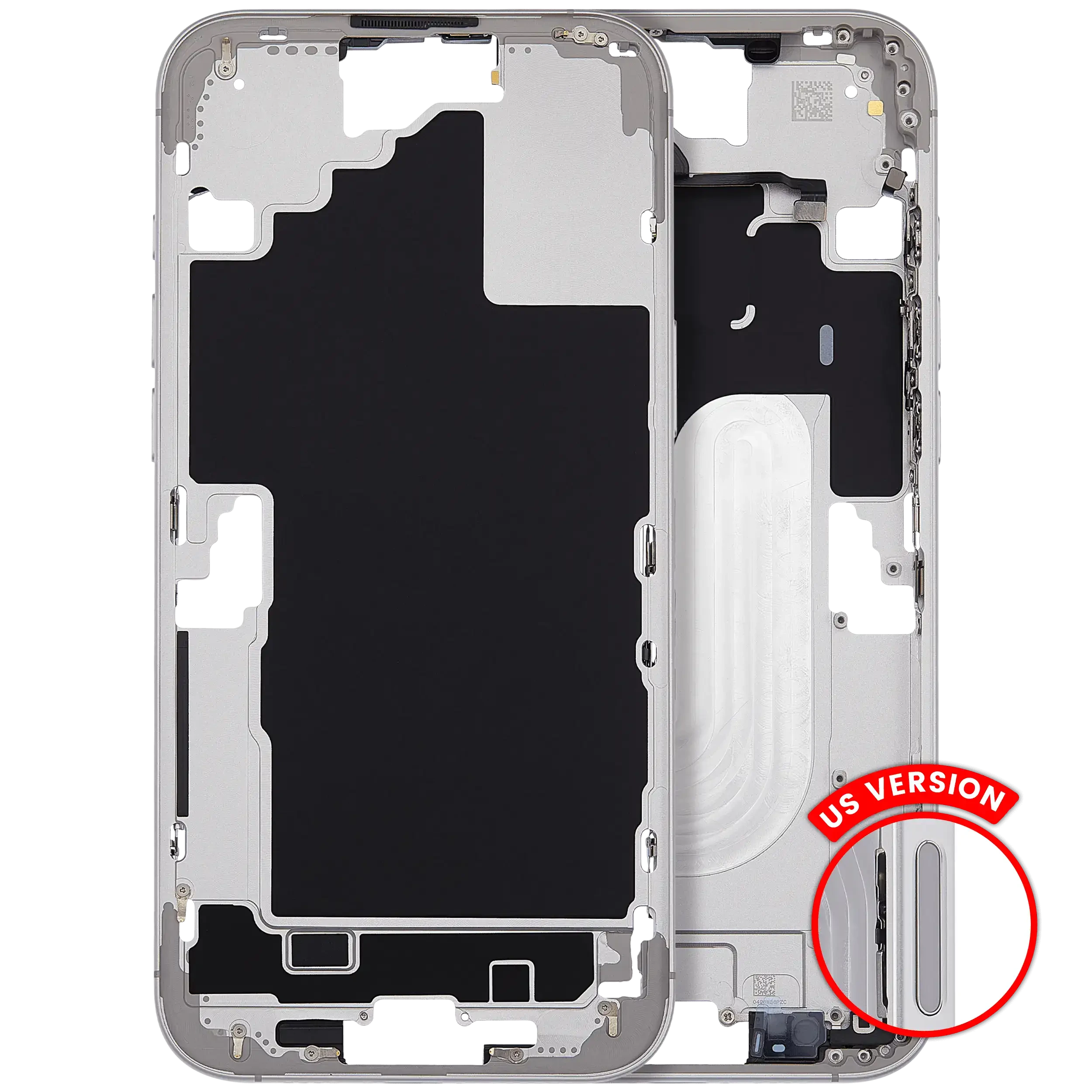 Frame centrale con accensione e volume Button per iPhone 16 Plus (US Version) (Aftermarket Plus) (Bianco)