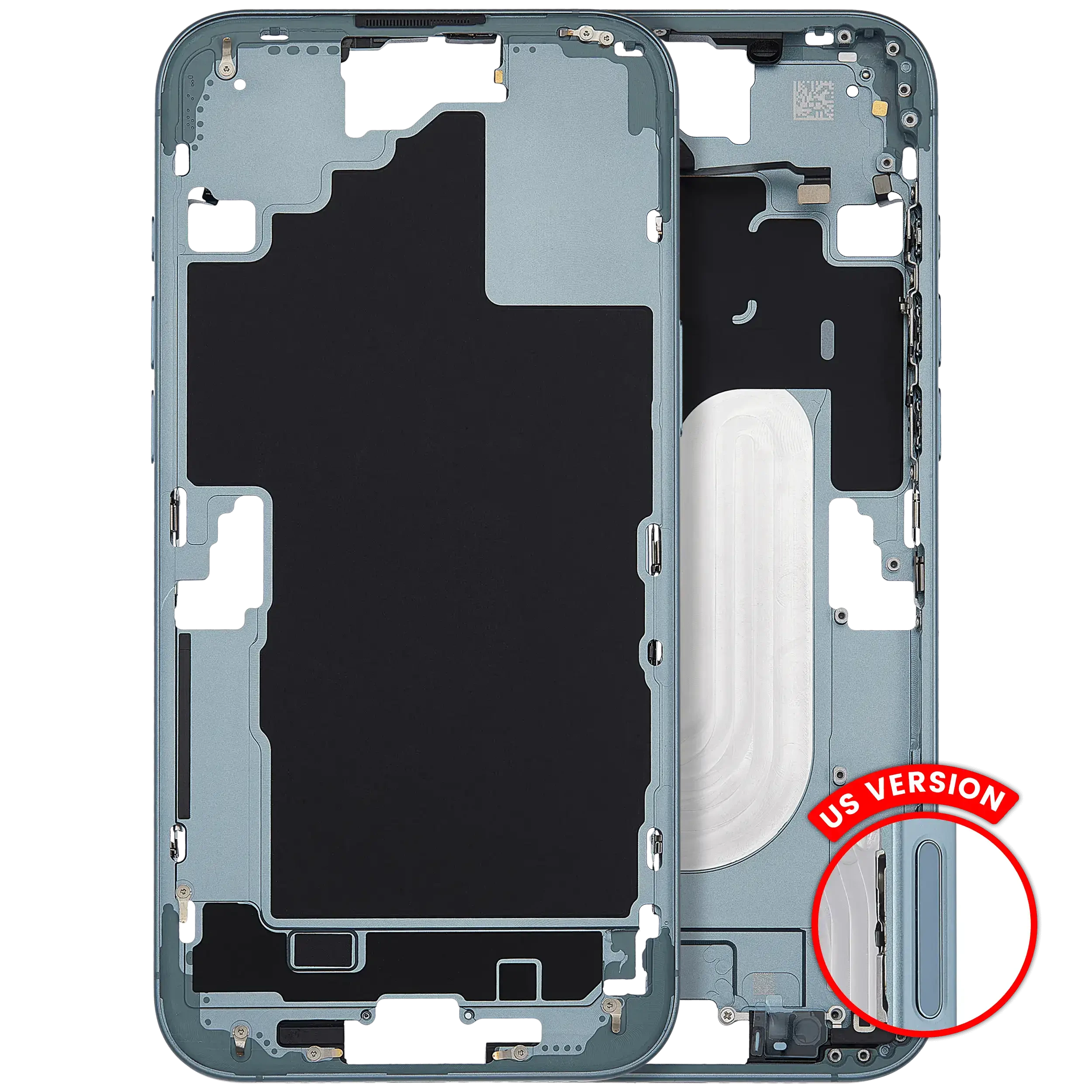 Frame centrale con accensione e volume Button per iPhone 16 Plus (US Version) (Aftermarket Plus) (Verde petrolio)