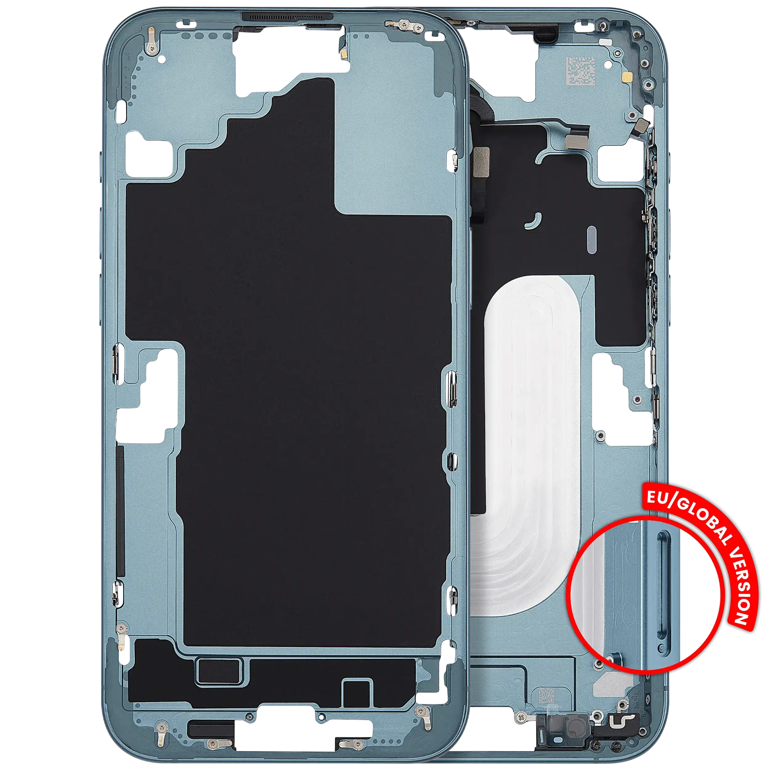 Frame centrale con accensione e volume Button per iPhone 16 Plus (EU / Global Version) (Aftermarket Plus) (Verde petrolio)