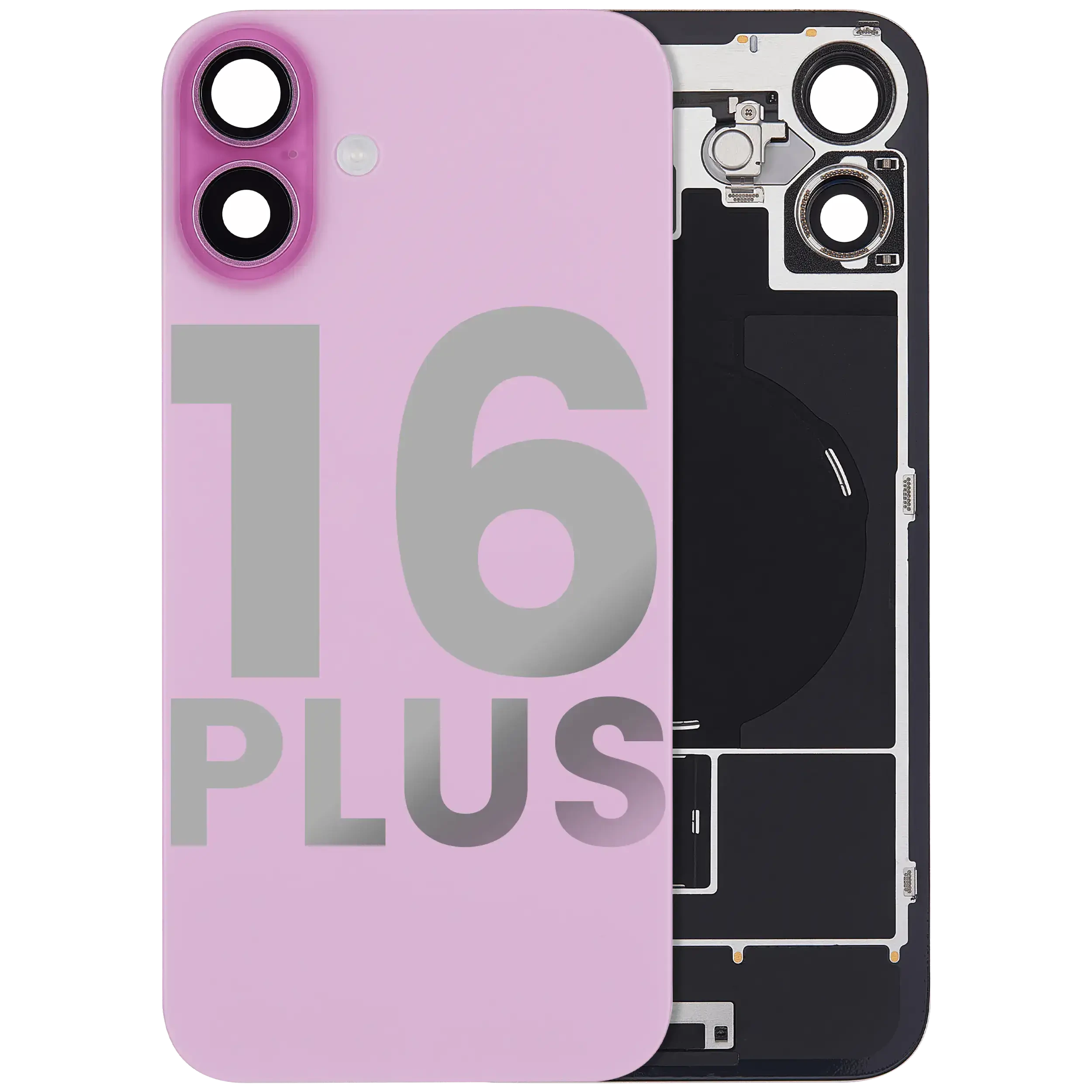 Vetro posteriore con magnete MagSafe, NFC e flat flash per iPhone 16 Plus (Used Service Pack Pull: Grade C) (Rosa)