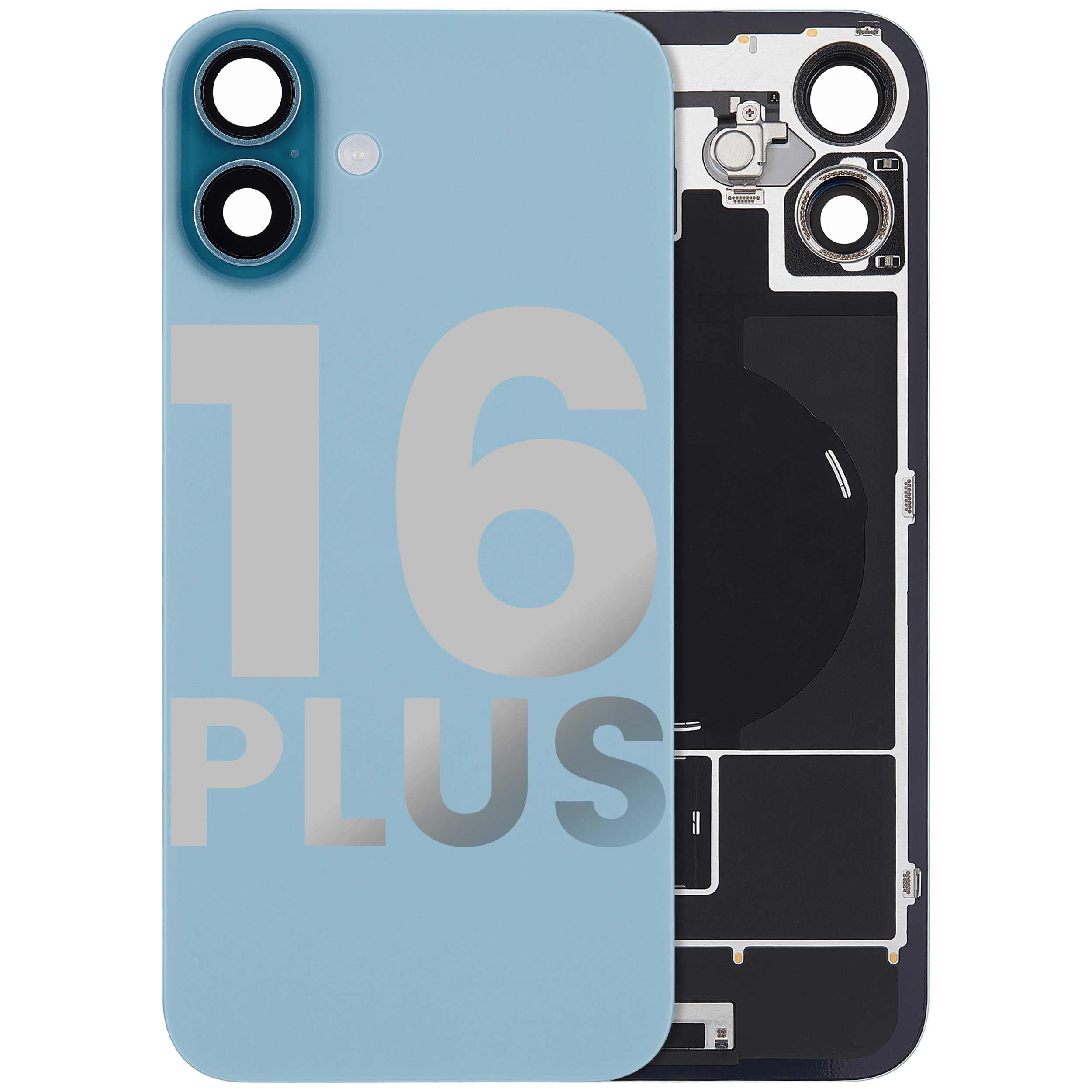 Vetro posteriore con magnete MagSafe, NFC e flat flash per iPhone 16 Plus (Used Service Pack Pull: Grade C) (Verde petrolio)