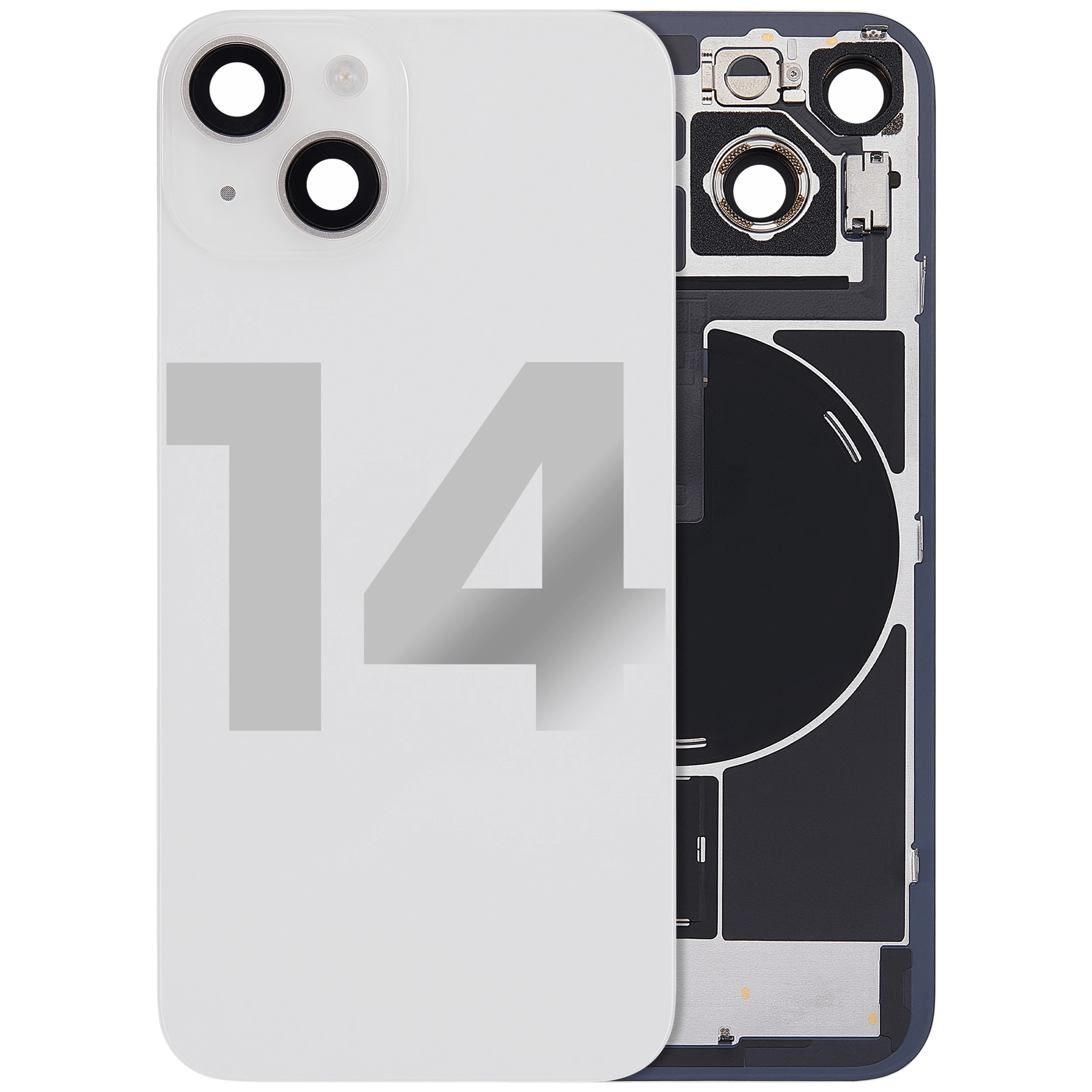 Vetro posteriore con magnete MagSafe, NFC e flat flash per iPhone 14 (Used Service Pack Pull: Grade C) (Galassia)