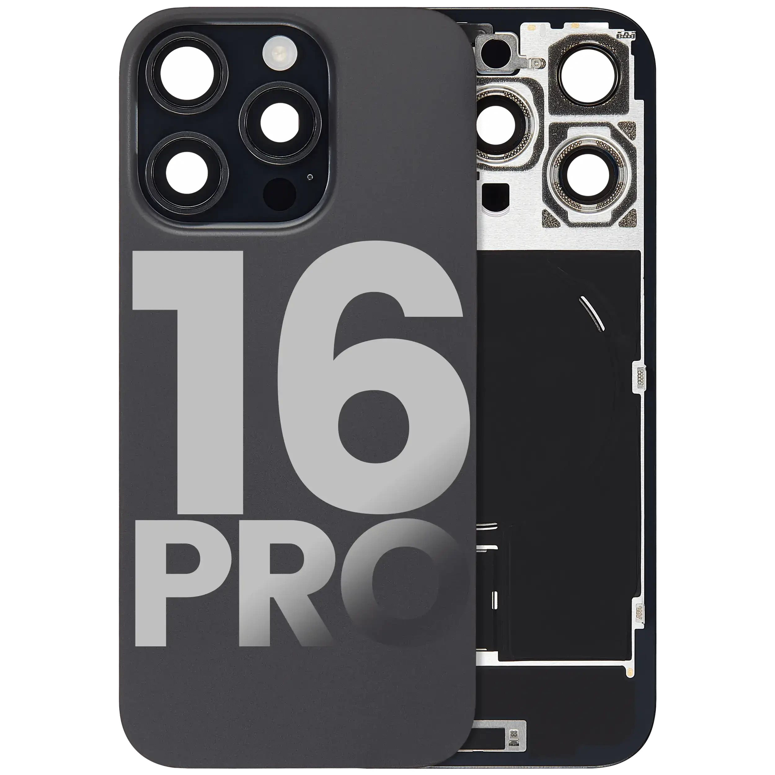 Vetro posteriore con magnete MagSafe, NFC e flat flash per iPhone 16 Pro (Used Service Pack Pull: Grade C) (Titanio nero)