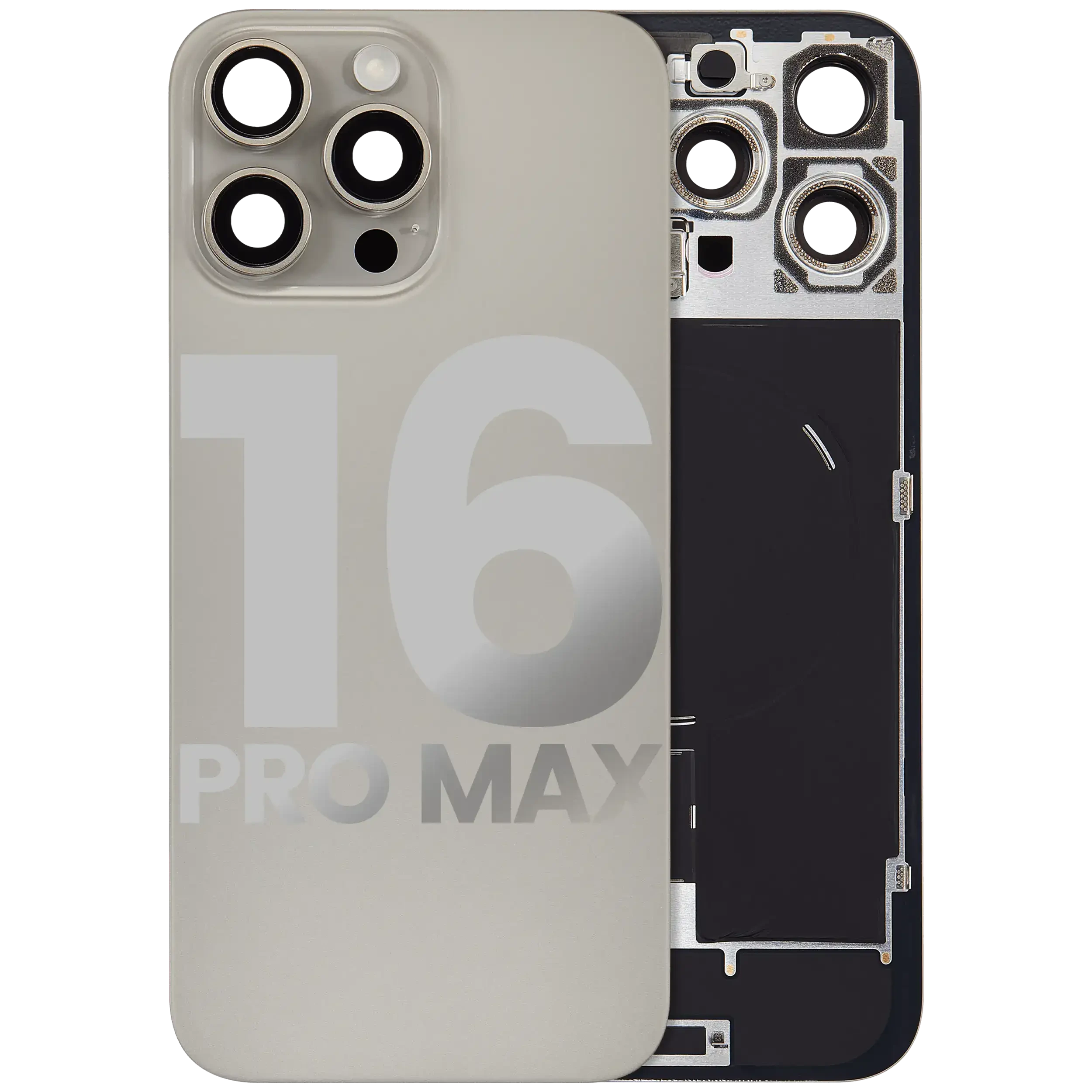 Vetro posteriore con magnete MagSafe, NFC e flat flash per iPhone 16 Pro Max (Used Service Pack Pull: Grade C) (Titanio naturale)