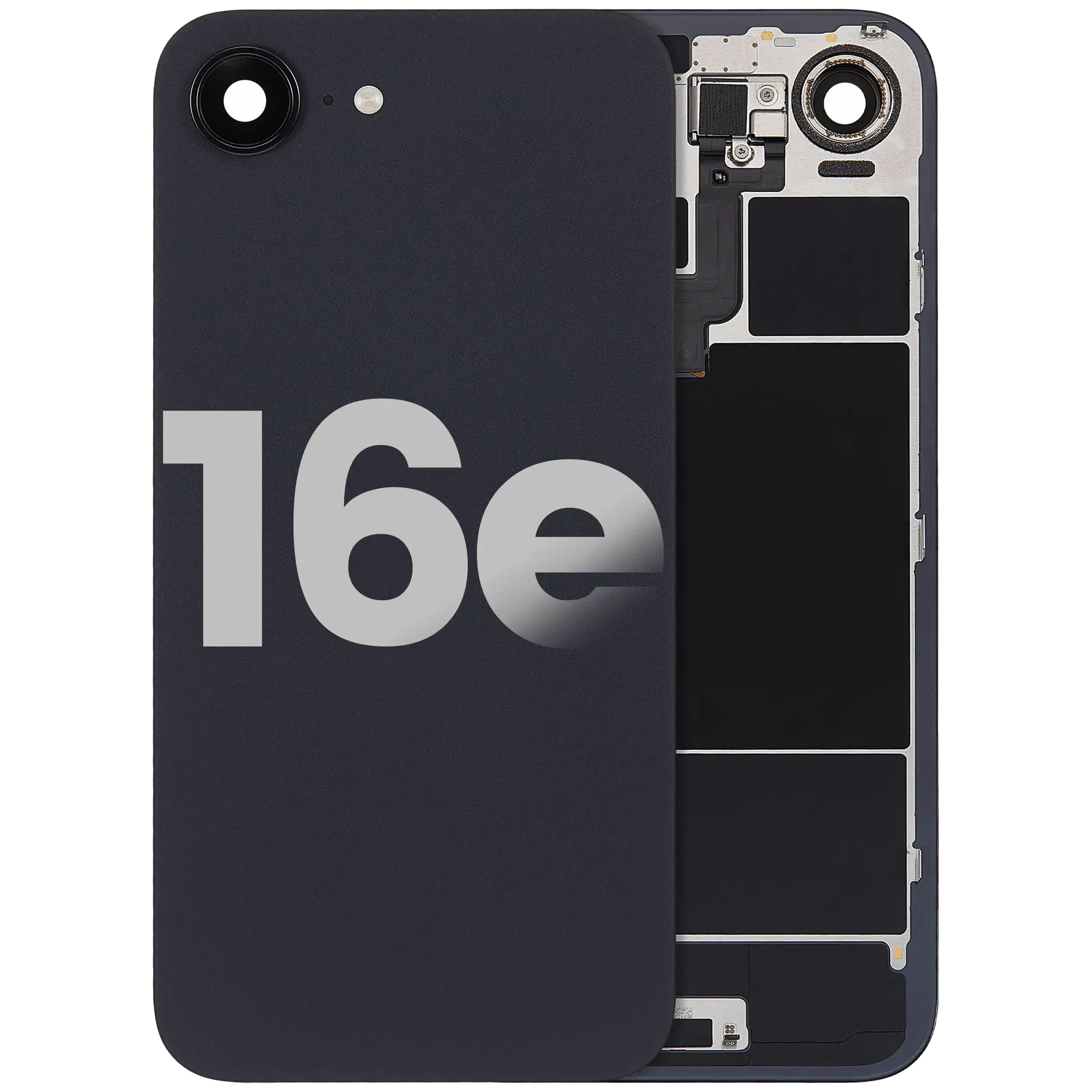 Vetro posteriore con magnete MagSafe, NFC e flat flash per iPhone 16e (Used Service Pack Pull: Grade C) (Nero)