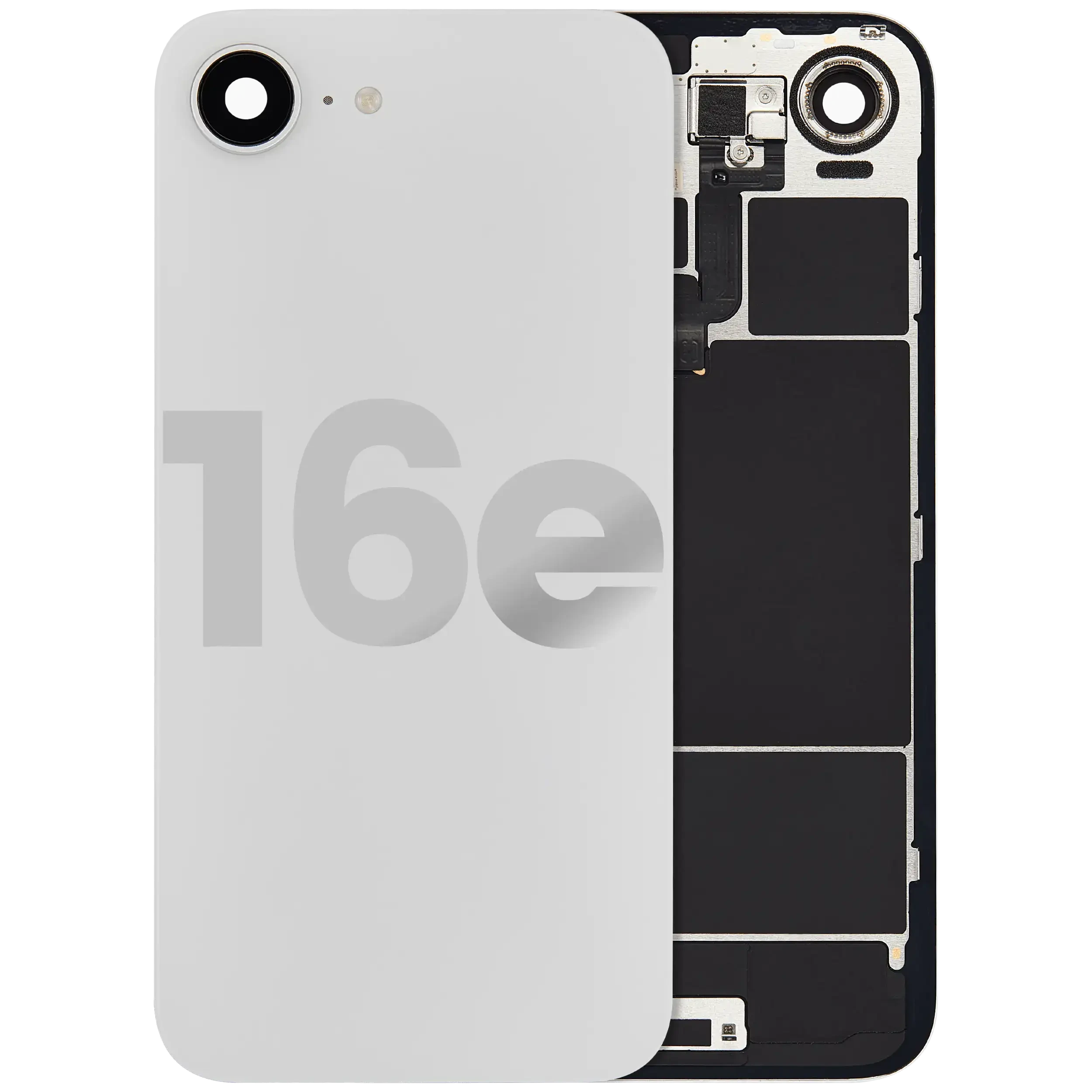 Vetro posteriore con magnete MagSafe, NFC e flat flash per iPhone 16e (Used Service Pack Pull: Grade C) (Bianco)