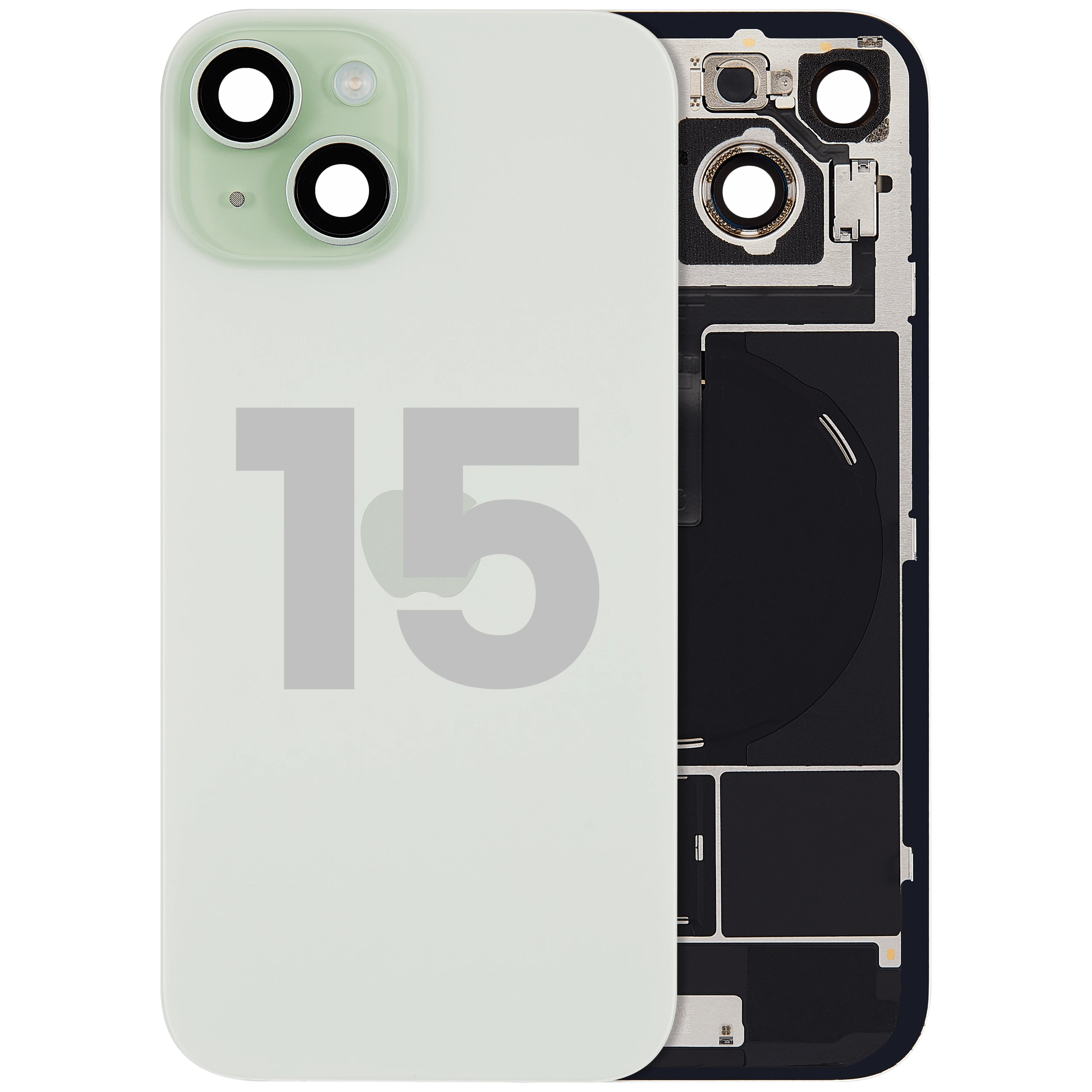 Vetro posteriore con magnete MagSafe, NFC e flat flash per iPhone 15 (Used Service Pack Pull: Grade C) (Verde)