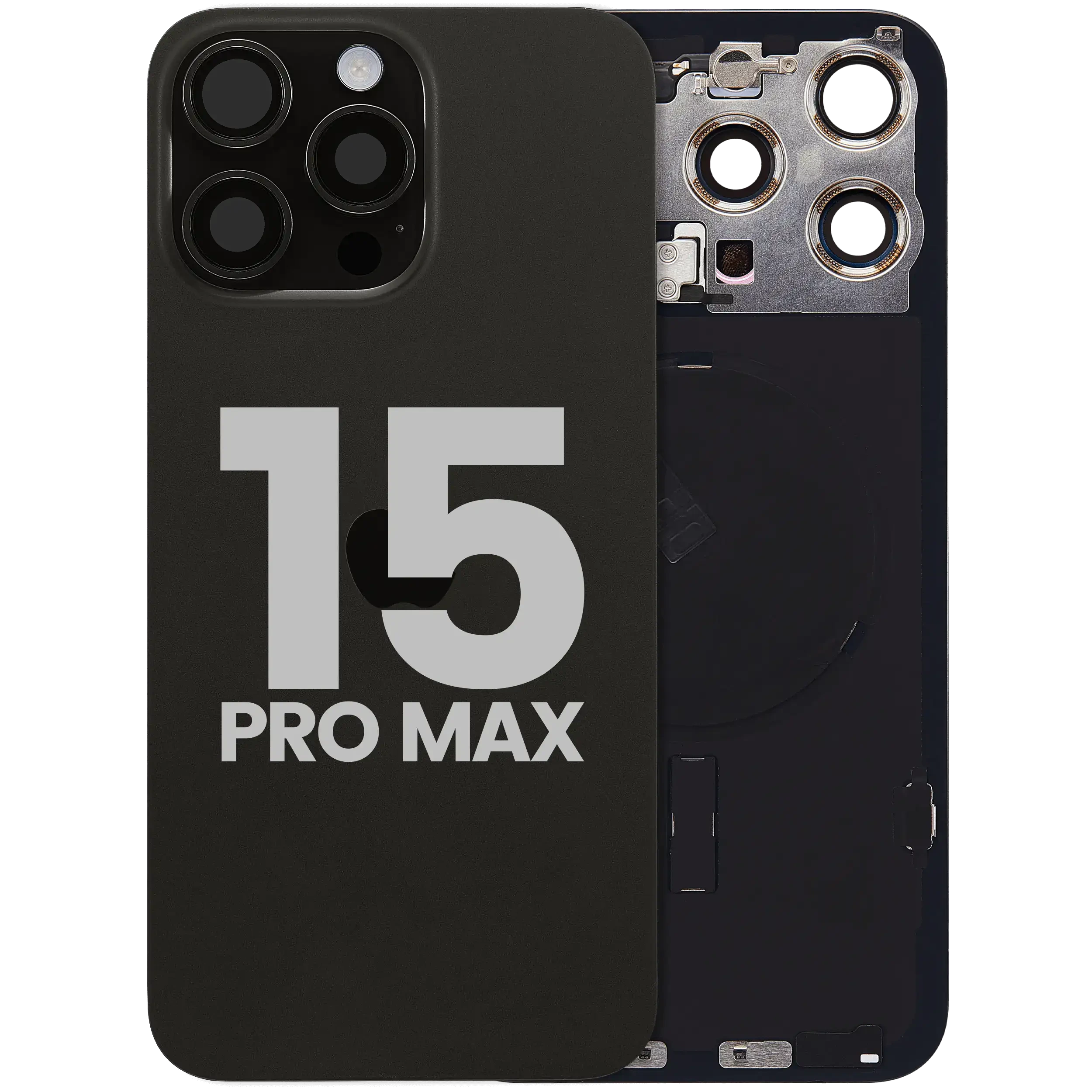 Vetro posteriore con magnete MagSafe, NFC e flat flash per iPhone 15 Pro Max (Used Service Pack Pull: Grade C) (Titanio nero)