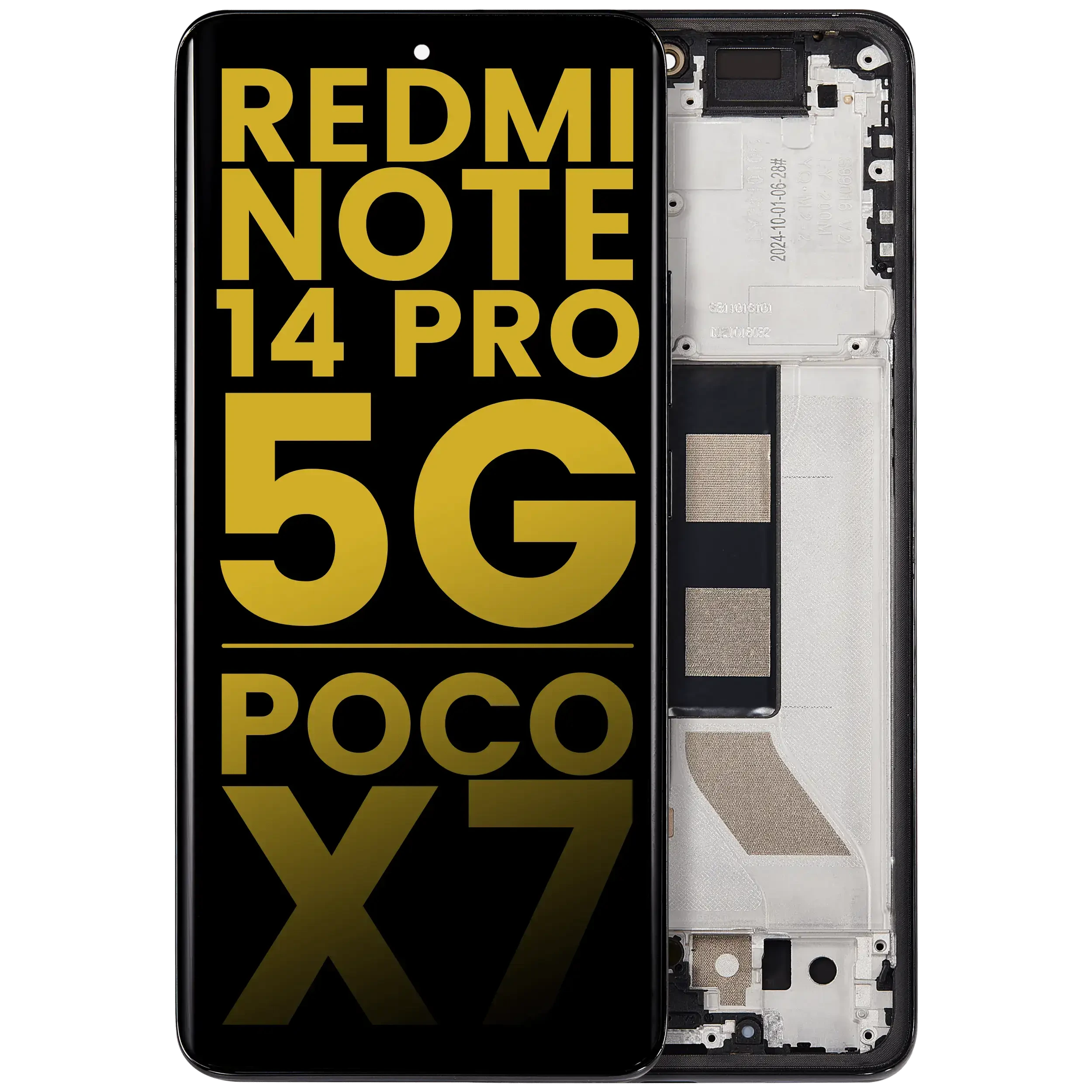 Display OLED completo con Frame compatibile per Xiaomi Redmi Note 14 Pro 5G / Poco X7 (Refurbished) (Nero)