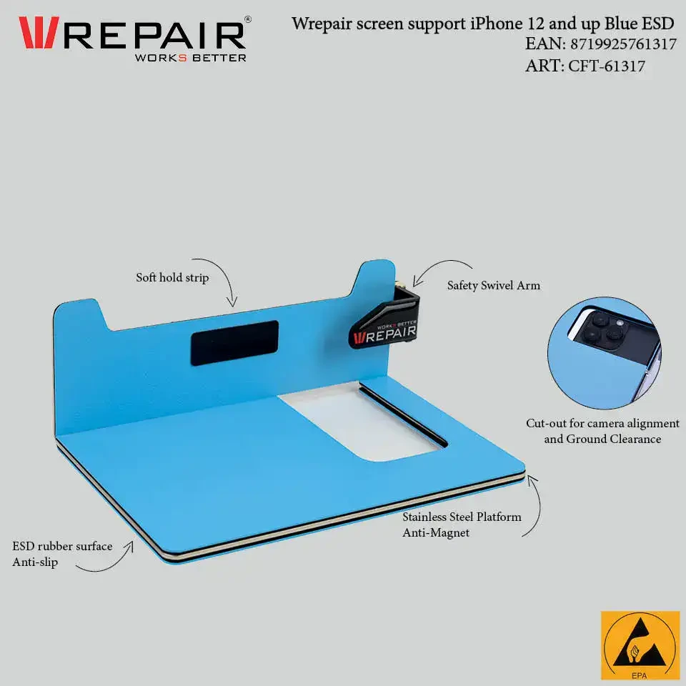ESD Screen Support Stand per iPhone 12 e Up (Blu) (Wrepair)
