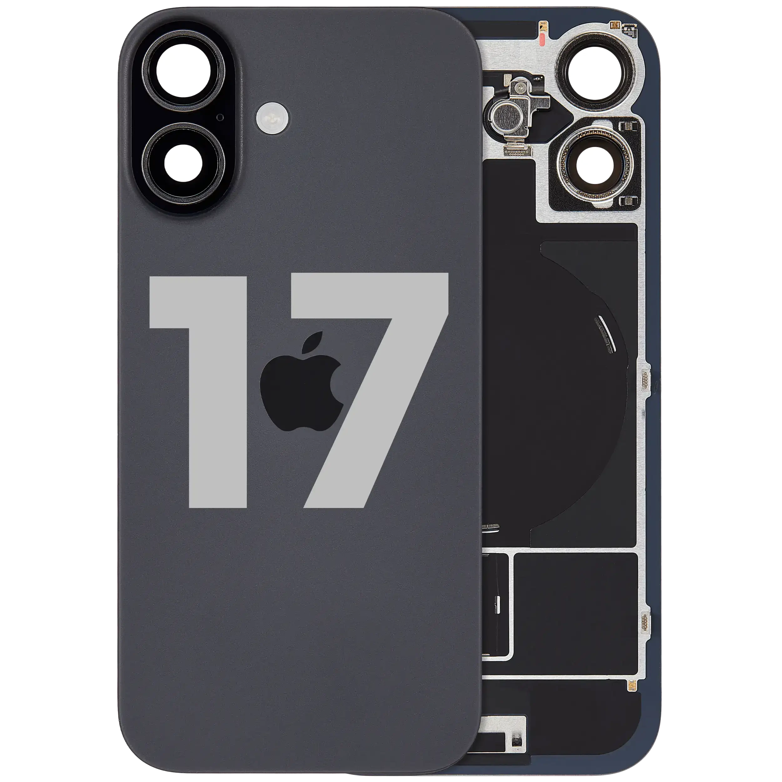 Vetro posteriore con magnete MagSafe, NFC e flat flash compatibile per iPhone 17 (Used Service Pack Pull: grado A) (Nero)