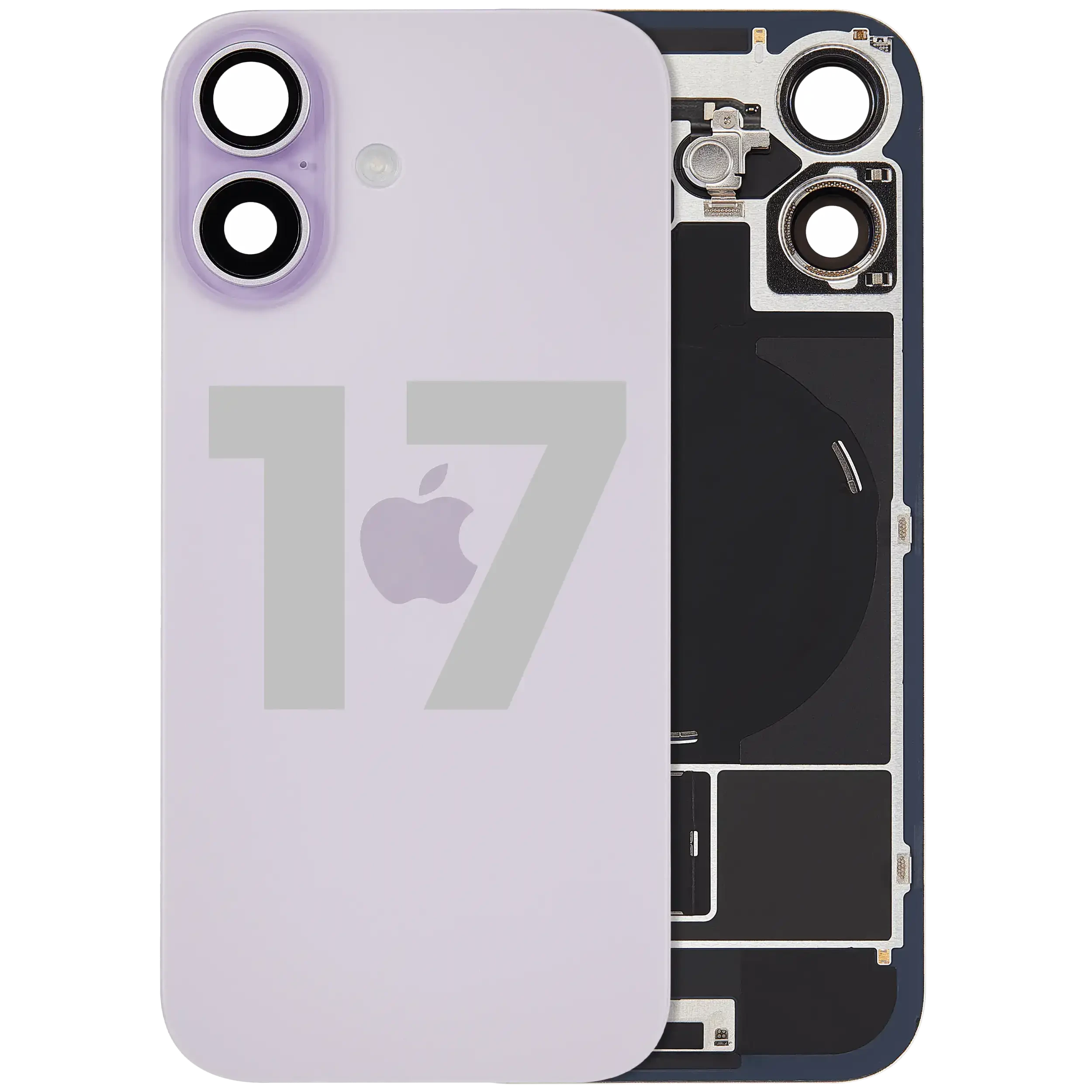 Vetro posteriore con magnete MagSafe, NFC e flat flash compatibile per iPhone 17 (Used Service Pack Pull: grado A) (Lavanda)