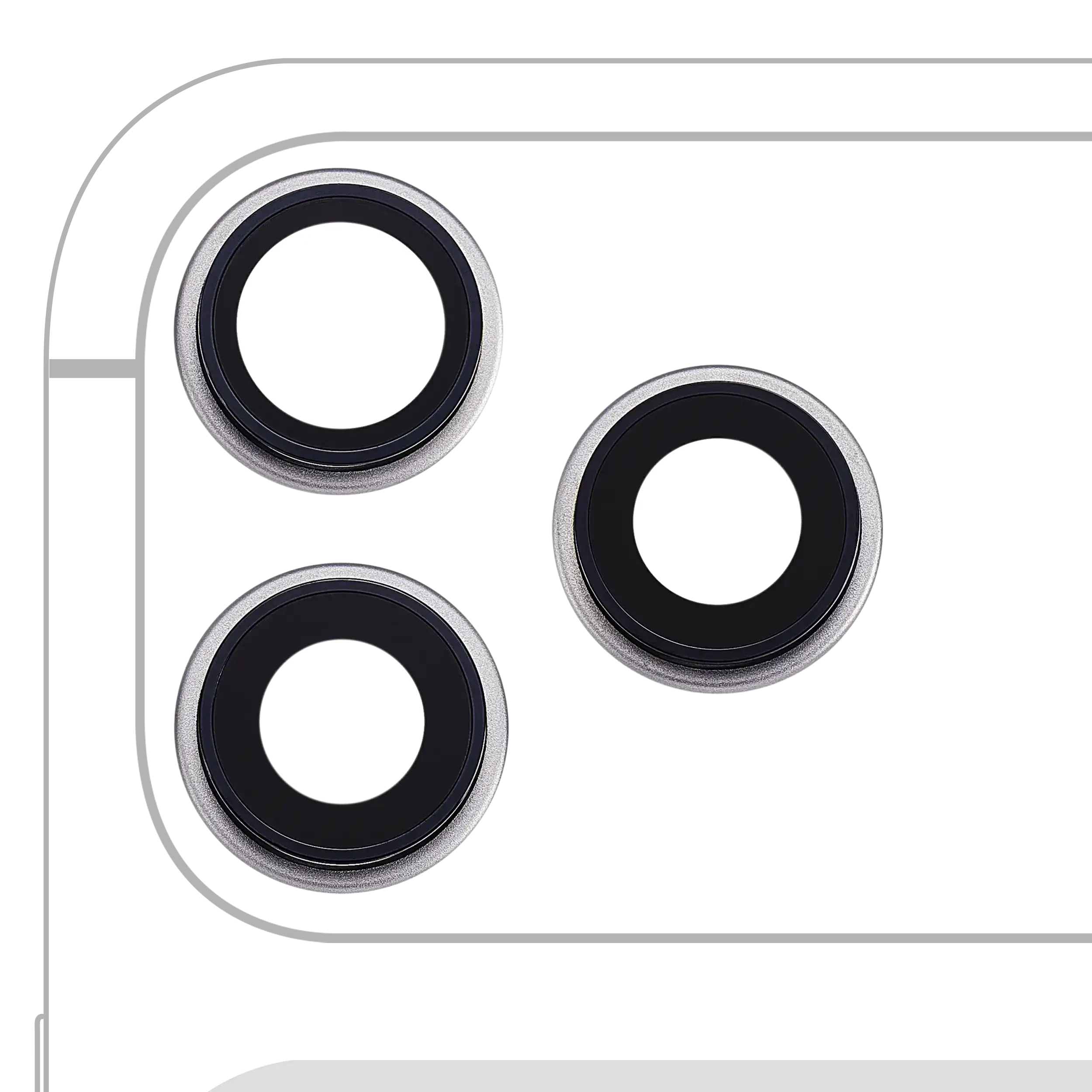 Lente fotocamera posteriore con staffa e Cornice per iPhone 17 Pro/ 17 Pro Max (Premium) (Argento)