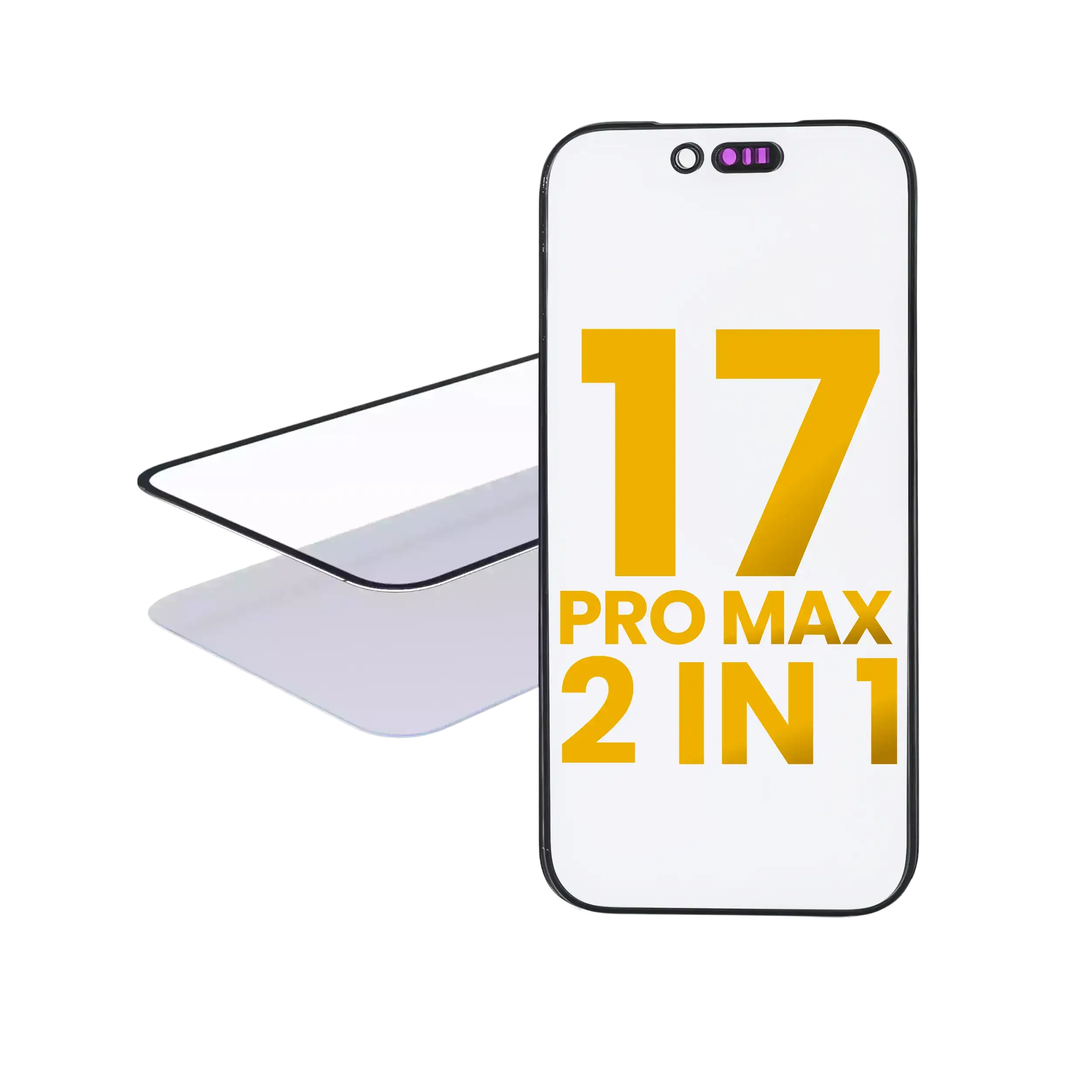 2 in 1 (Vetro frontale + OCA preinstallato) per iPhone 17 Pro Max (2 pezzi) (OCA Master)