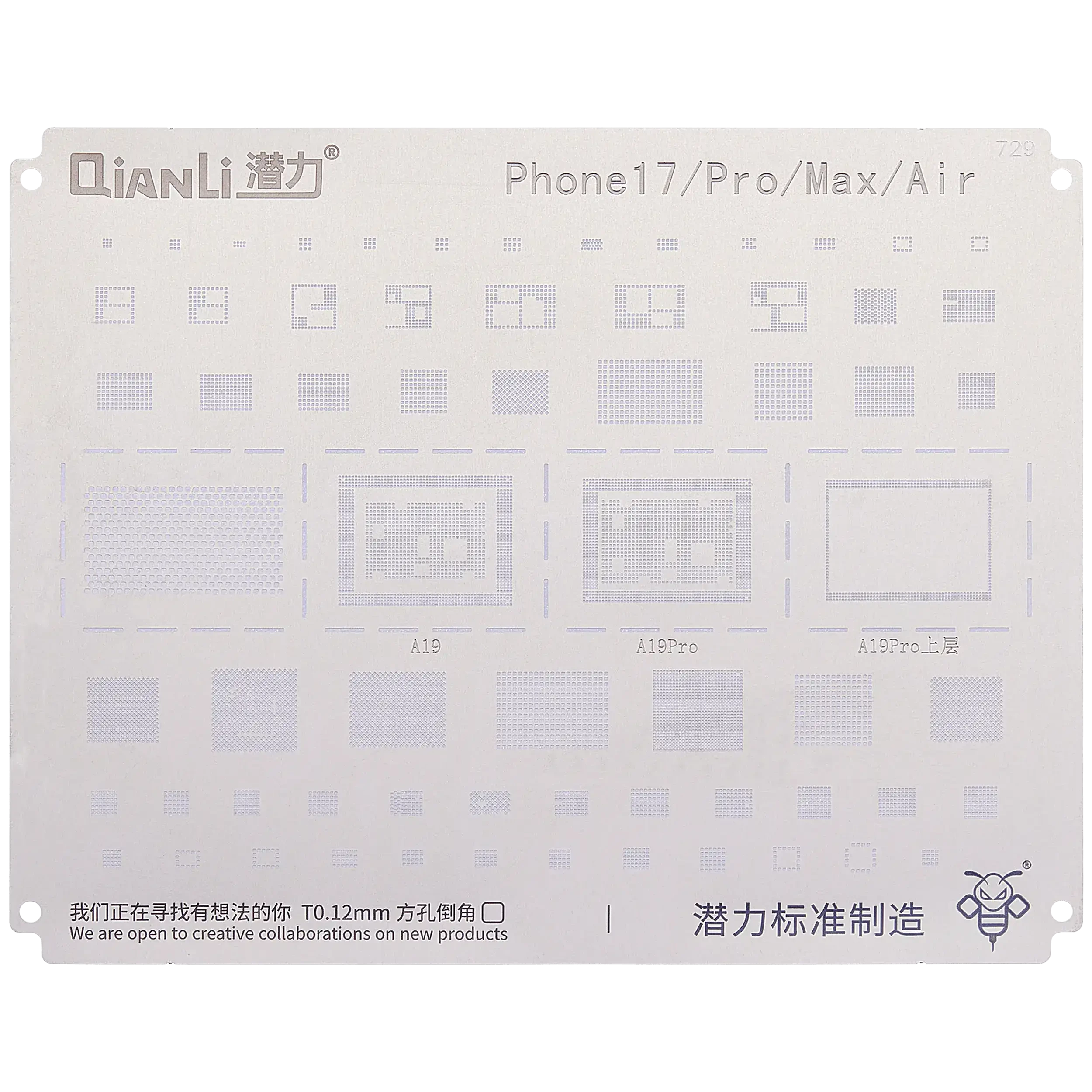 Bumblebee Stencil (QS729) per iPhone 17 / 17 Pro / 17 Pro Max / Air (Qianli)