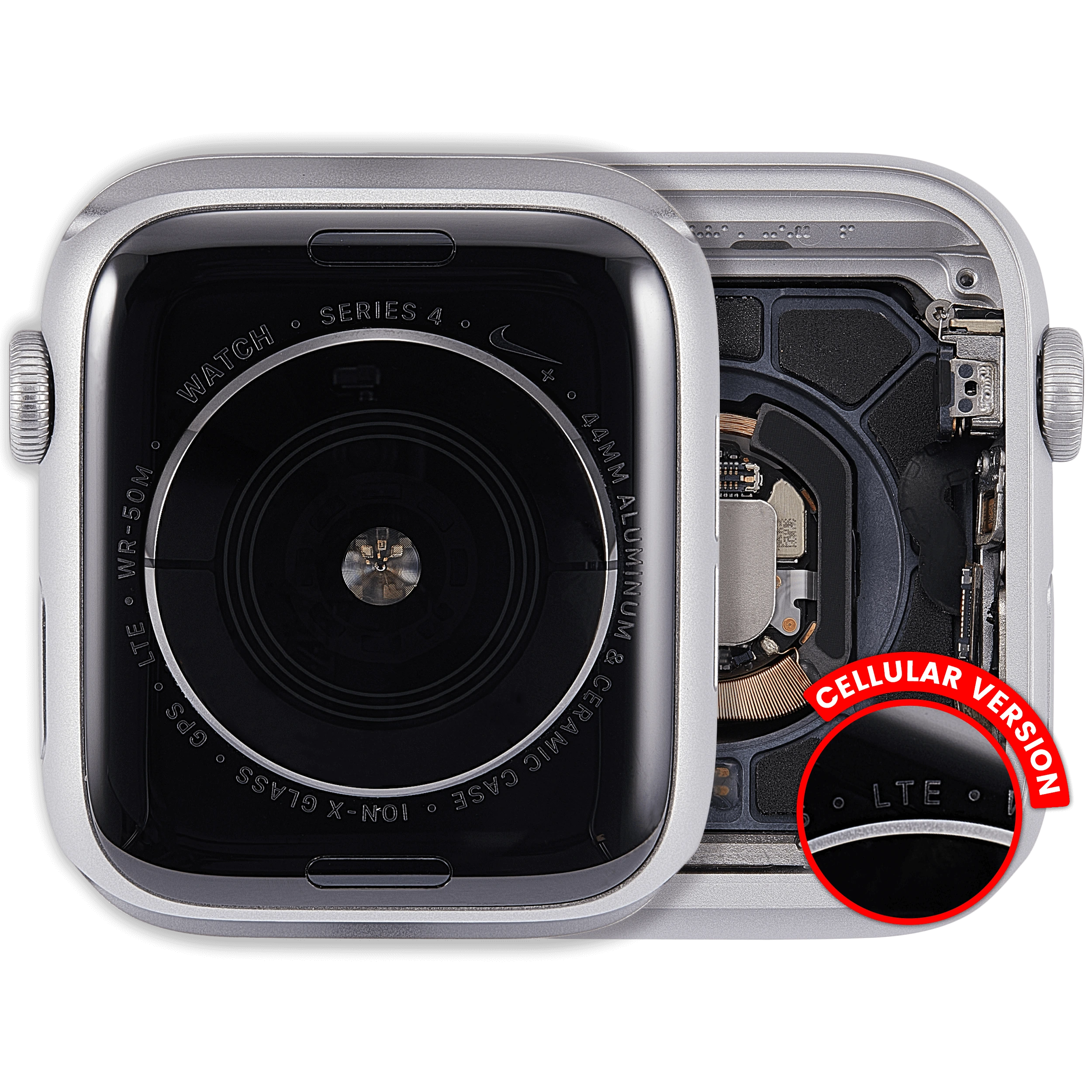 Scocca completa compatibile per Watch Series 4 (44MM) (Used Service Pack Pull: grado A) (Cellular Version) (Aluminum / Argento)