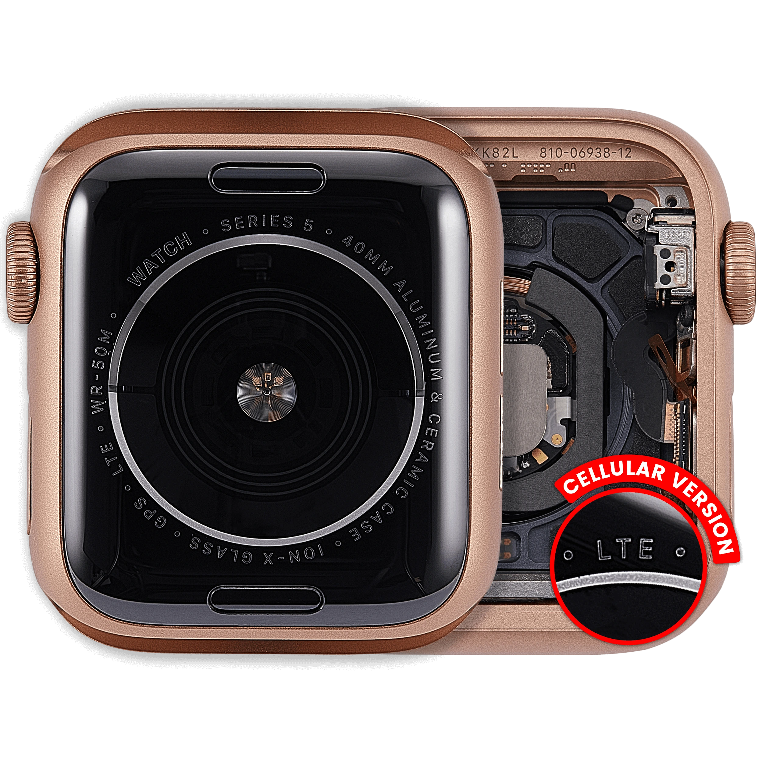 Scocca completa compatibile per Watch Series 5 (40MM) (Used Service Pack Pull: grado A) (Cellular Version) (Aluminum / Oro)