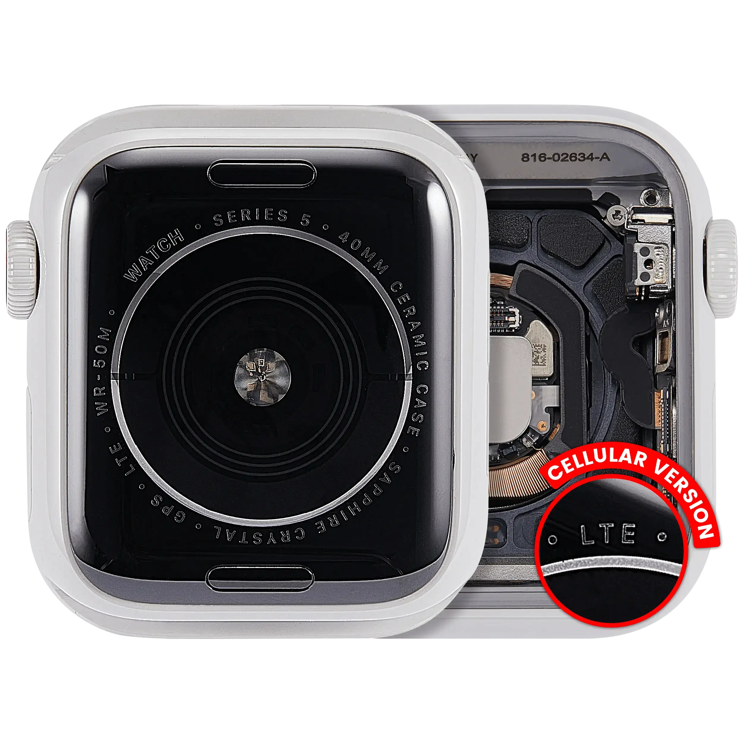 Scocca completa compatibile per Watch Series 5 (40MM) (Used Service Pack Pull: grado A) (Cellular Version) (Aluminum / Argento)
