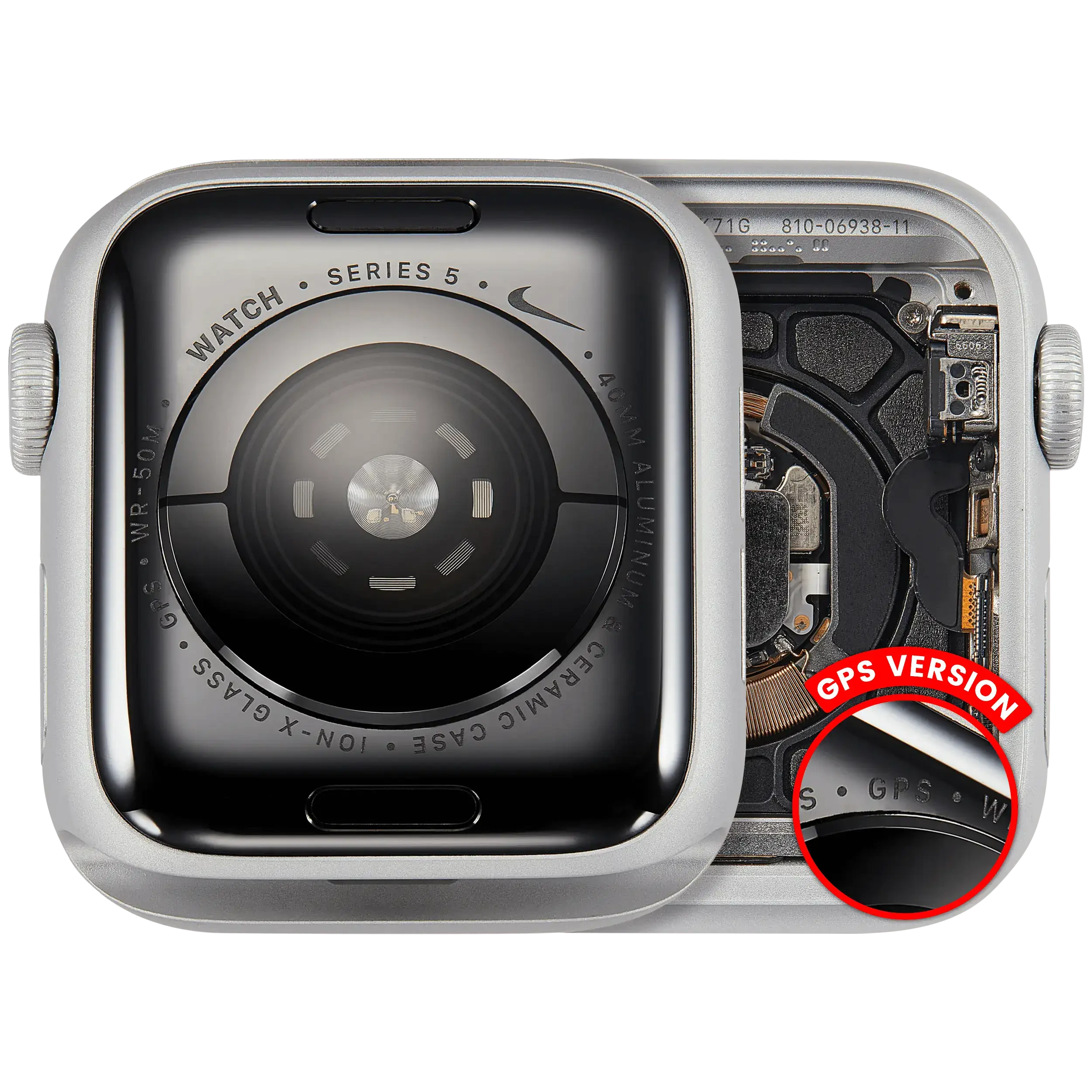 Scocca completa compatibile per Watch Series 5 (40MM) (Used Service Pack Pull: grado A) (GPS Version) (Aluminum / Argento)