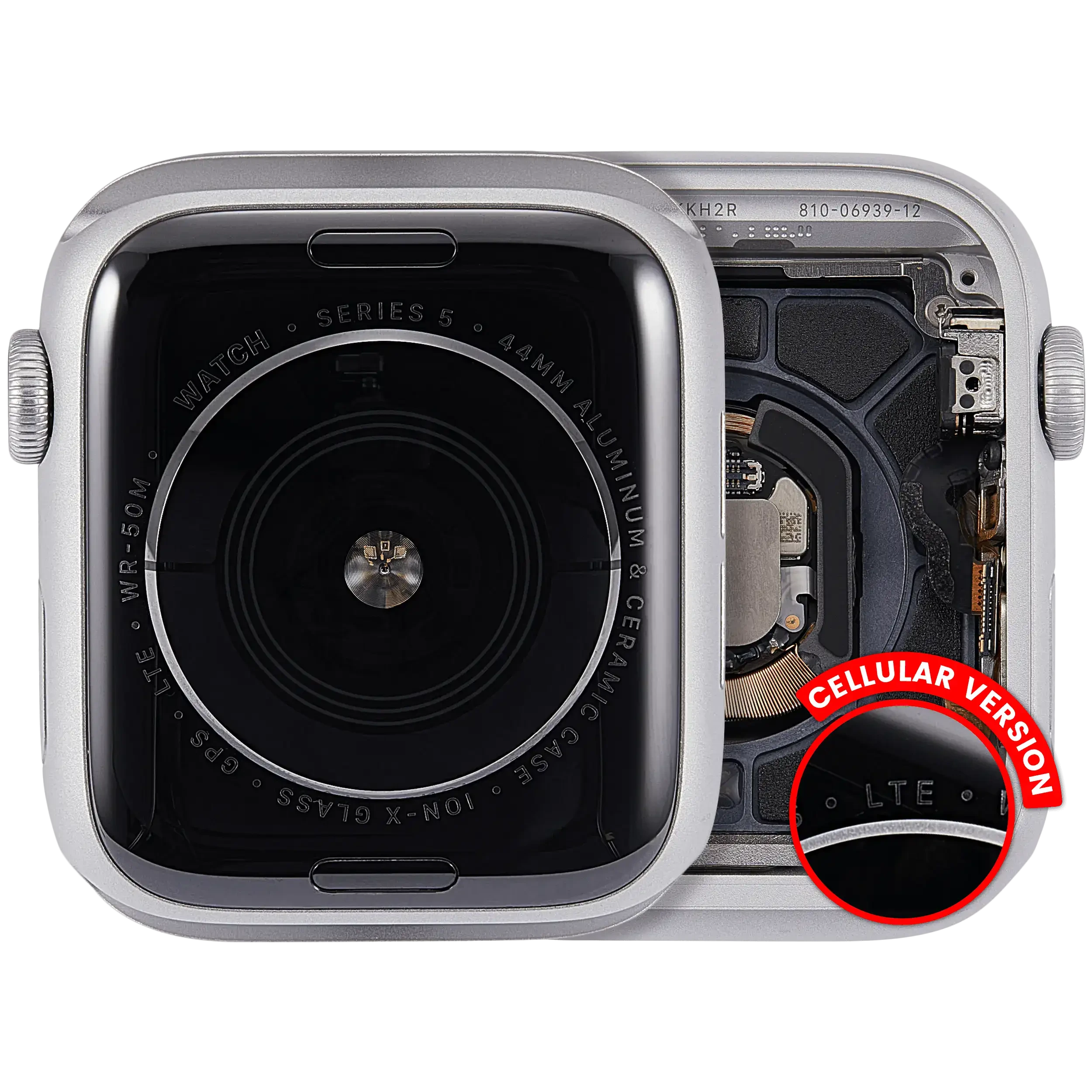 Scocca completa compatibile per Watch Series 5 (44MM) (Used Service Pack Pull: grado A) (Cellular Version) (Aluminum / Argento)