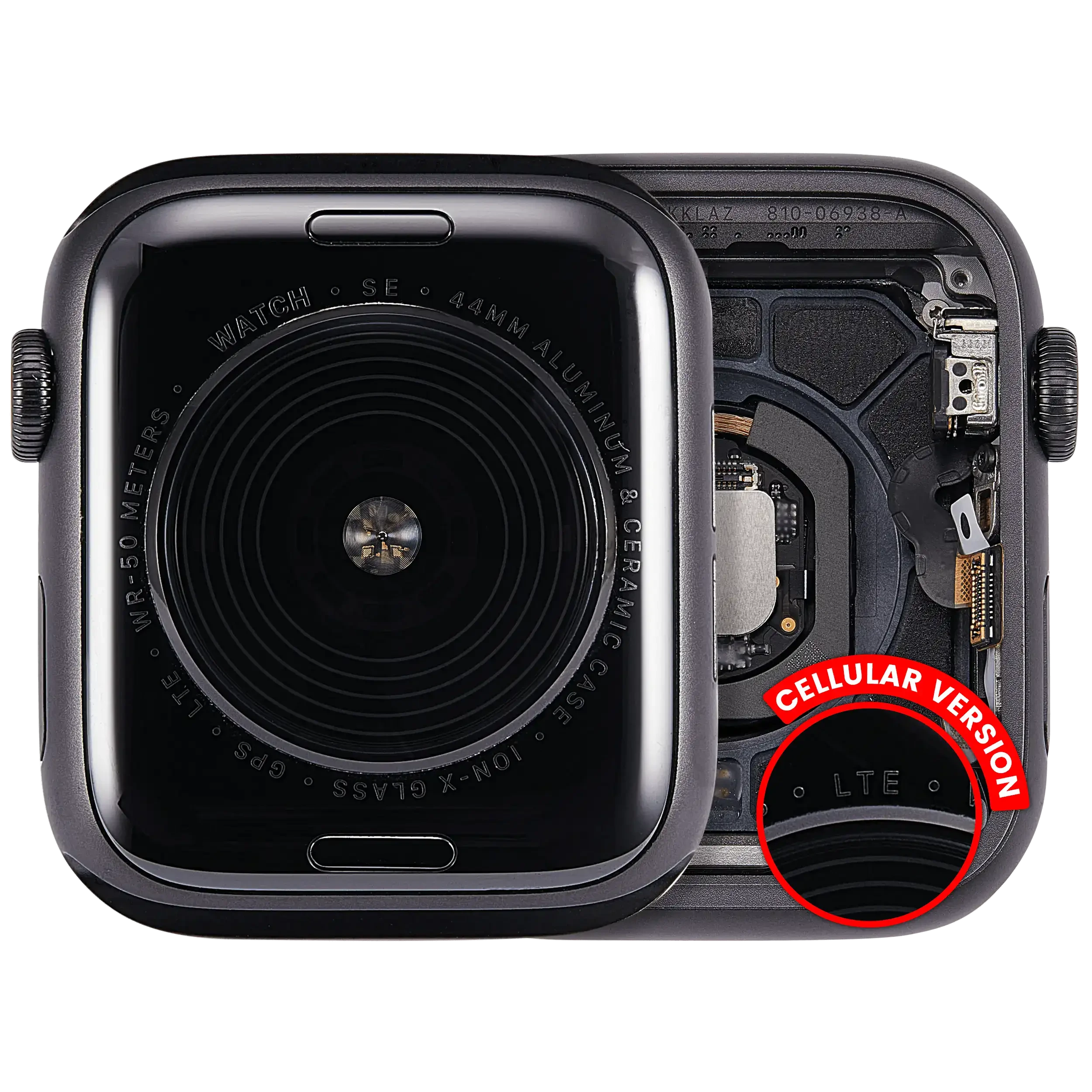 Scocca completa compatibile per Watch Series SE 1st (44MM) (Used Service Pack Pull: grado A) (Cellular Version) (Aluminum / Nero siderale)
