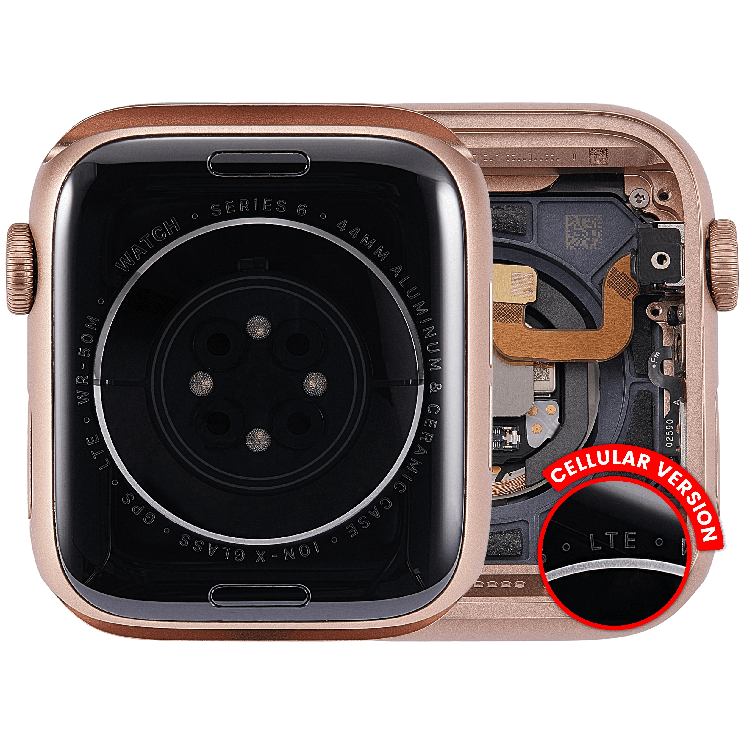 Scocca completa compatibile per Watch Series 6 (44MM) (Used Service Pack Pull: grado A) (Cellular Version) (Aluminum / Oro rosa)